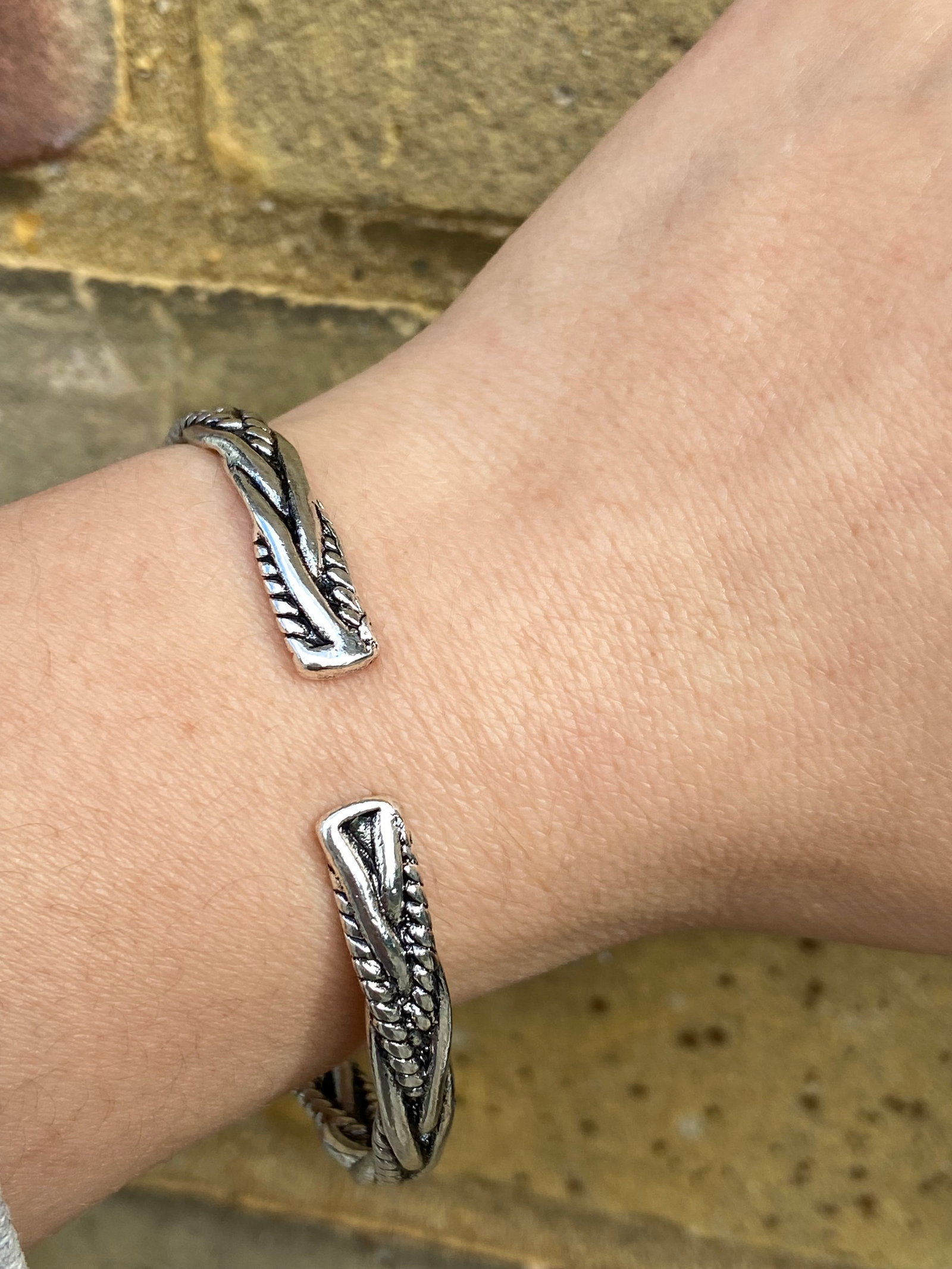 Interwoven Paths Bangle – Braided Titanium Steel - 5