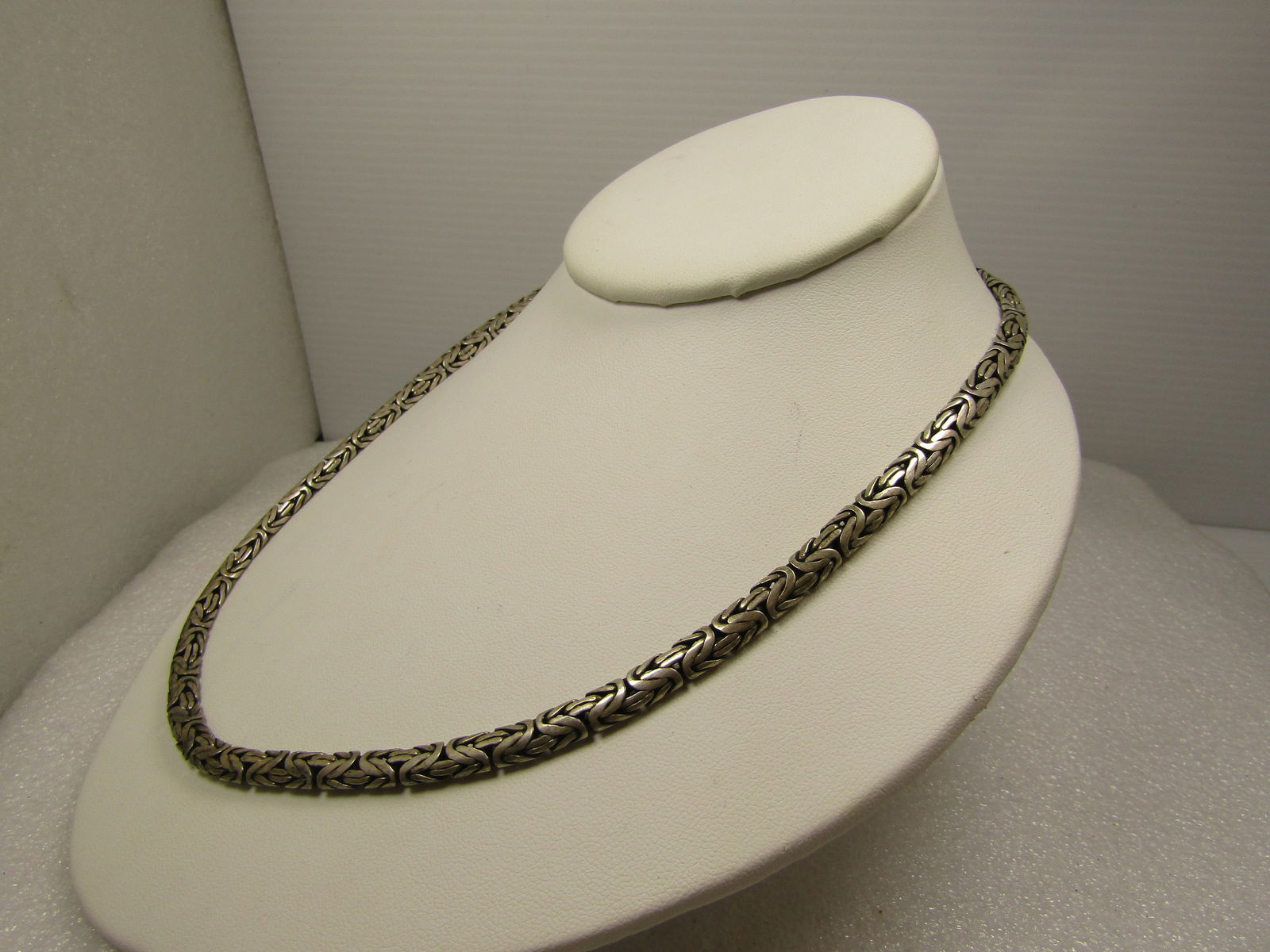 Vintage Sterling Silver 5mm Byzantine Necklace, 20" Hook Clasp. 1980's-1990's Signed BA - 3