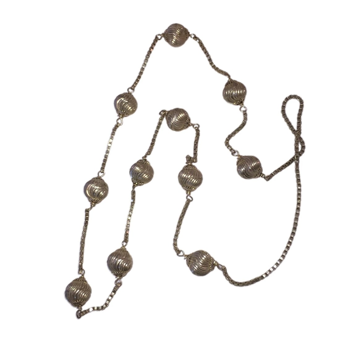 Art Deco Sterling Silver Nugget Turquoise Necklace - 2