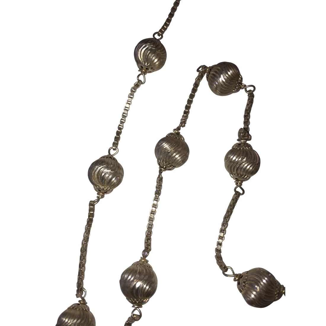 Art Deco Sterling Silver Nugget Turquoise Necklace - 3