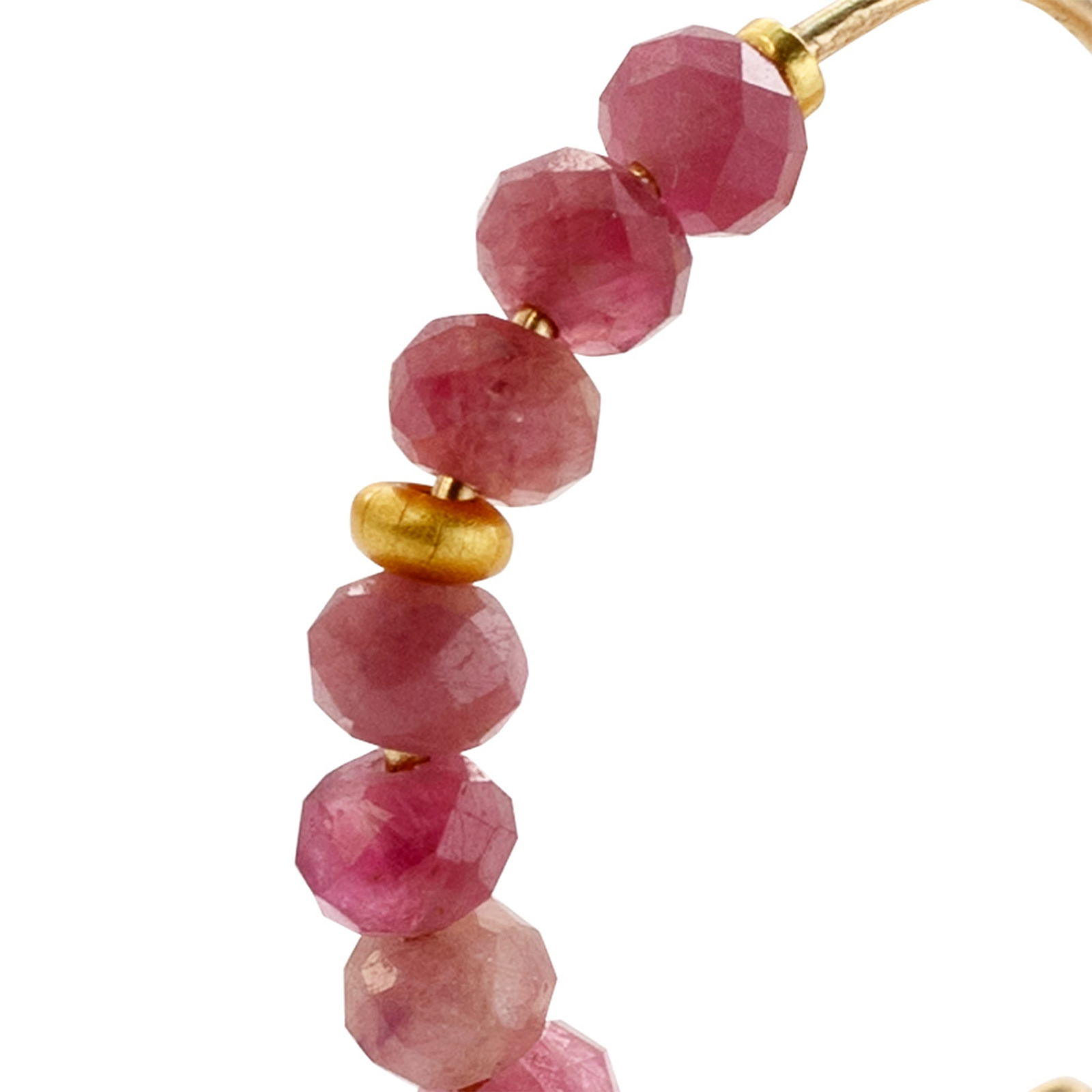 Pink Tourmaline Half Moon Earring 14K Gold Hoop - 7