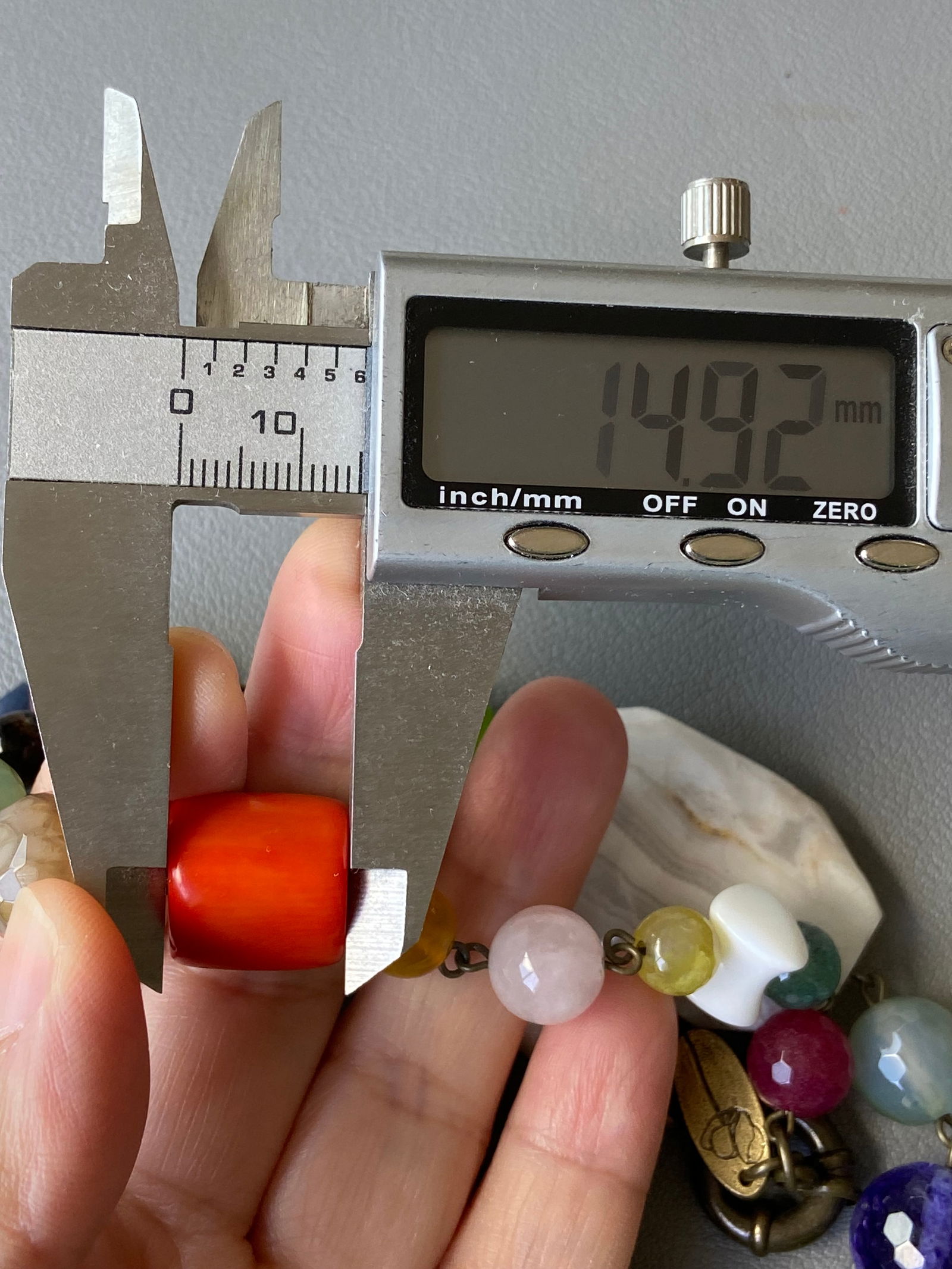 Vintage Chunky Multi-Gemstone Necklace with Large Agate Pendant - 13