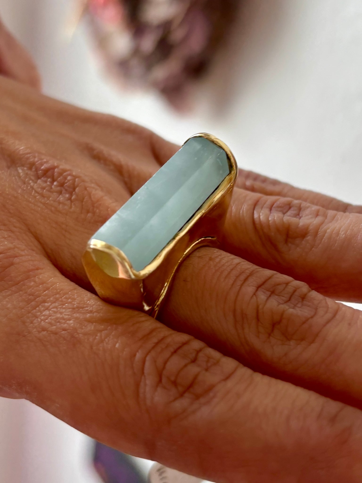 Modern Green Sugar Amethyst Ring - 2