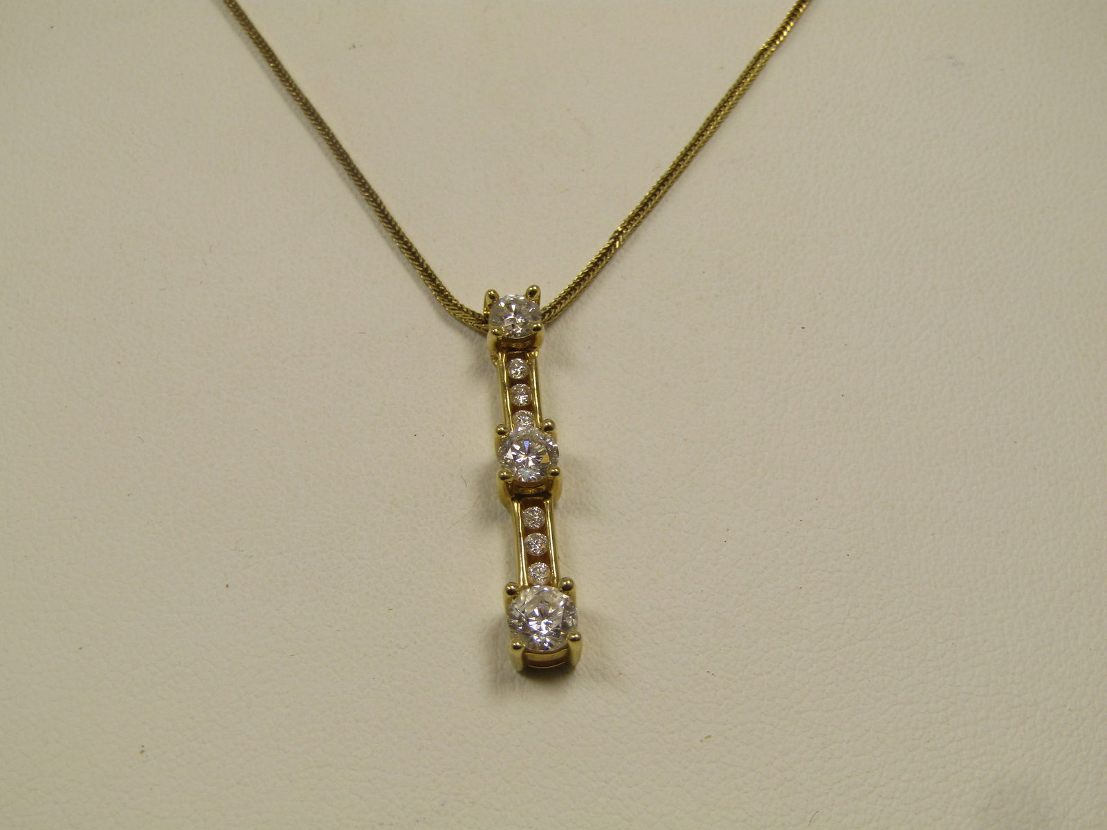 Vintage 14kt Diamond Past Present Future Necklace, 18", 1980's-1990's - 2