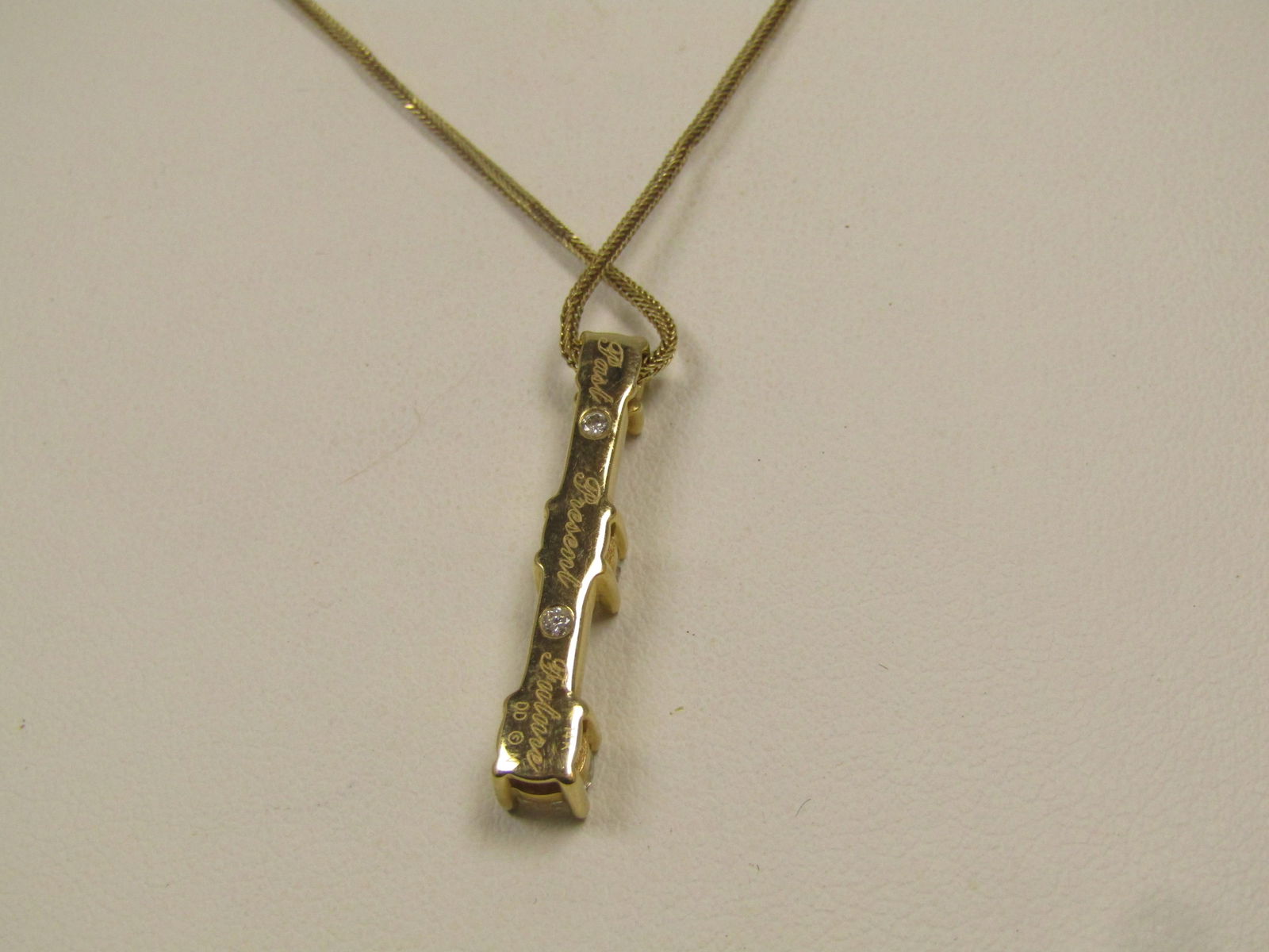Vintage 14kt Diamond Past Present Future Necklace, 18", 1980's-1990's - 5