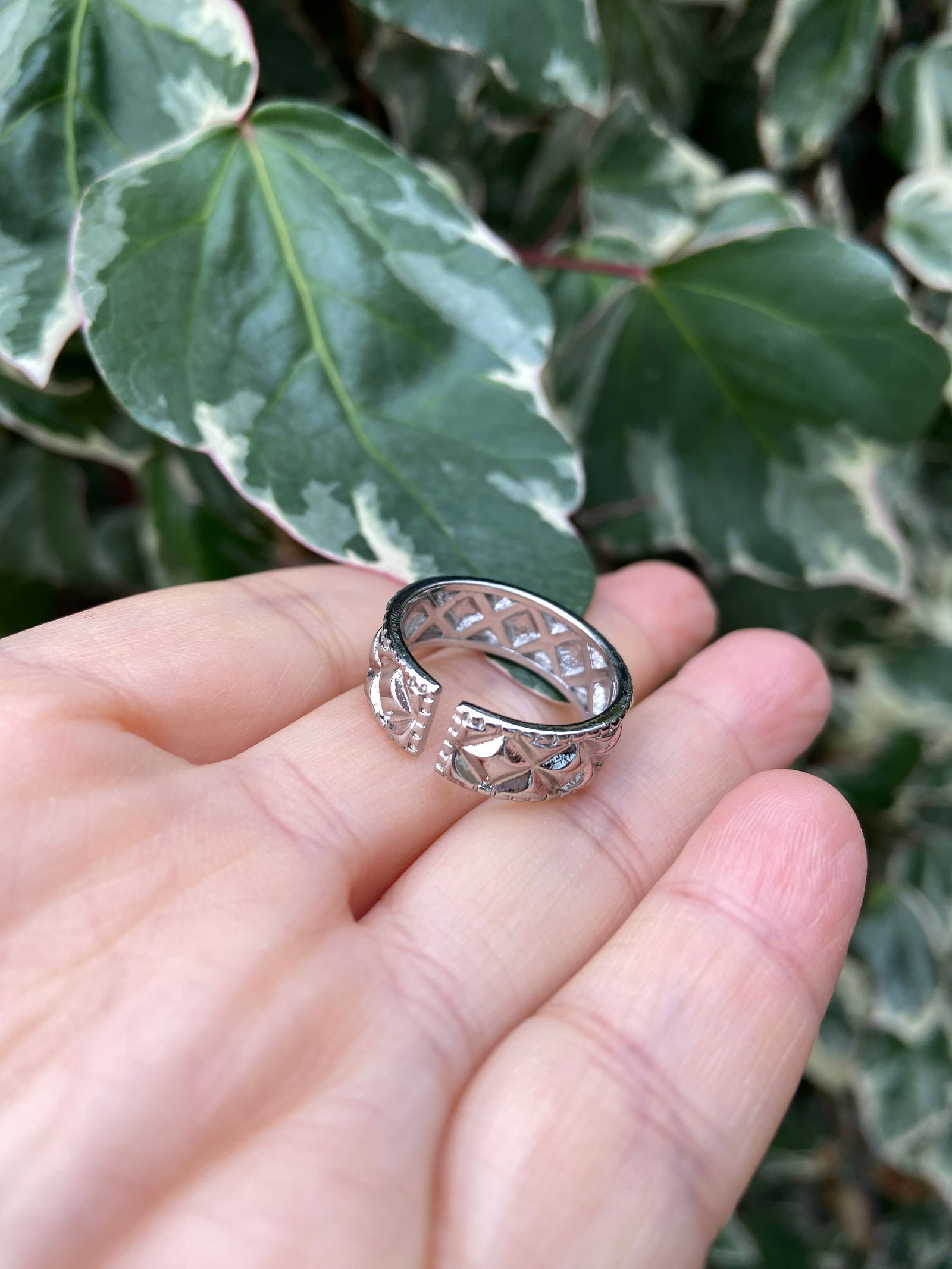 Vintage ribbed plaid ring - 3