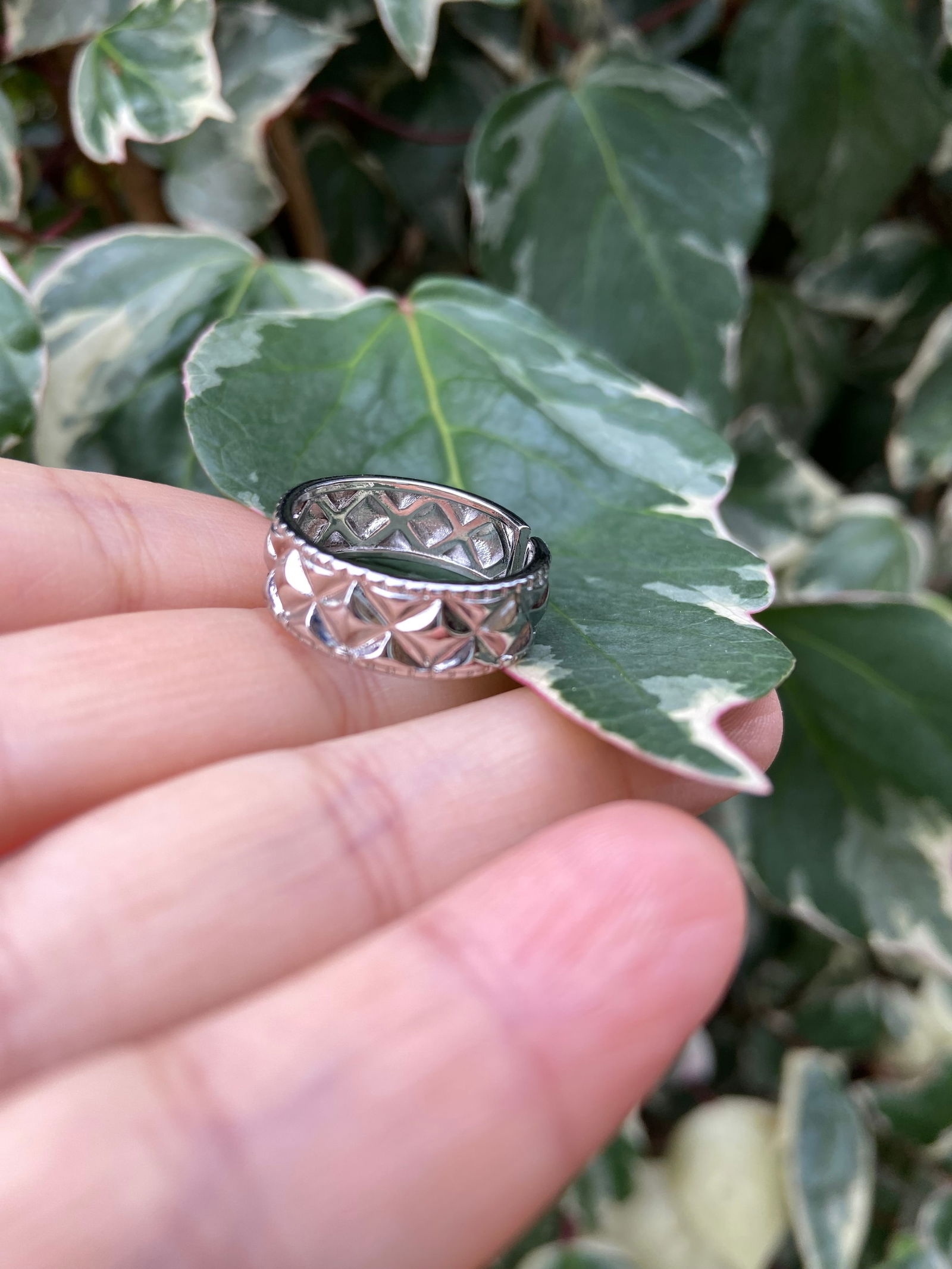 Vintage ribbed plaid ring - 4