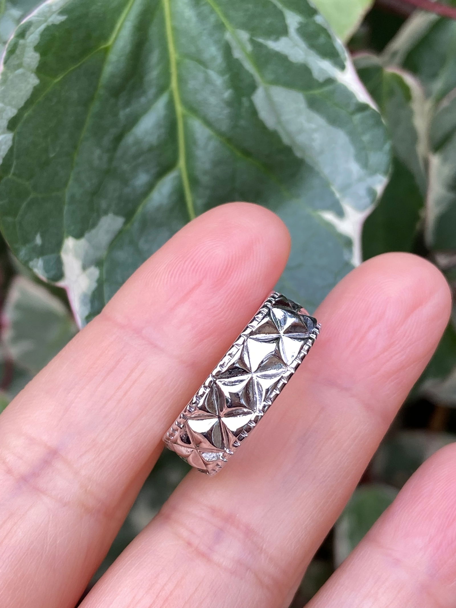 Vintage ribbed plaid ring - 6