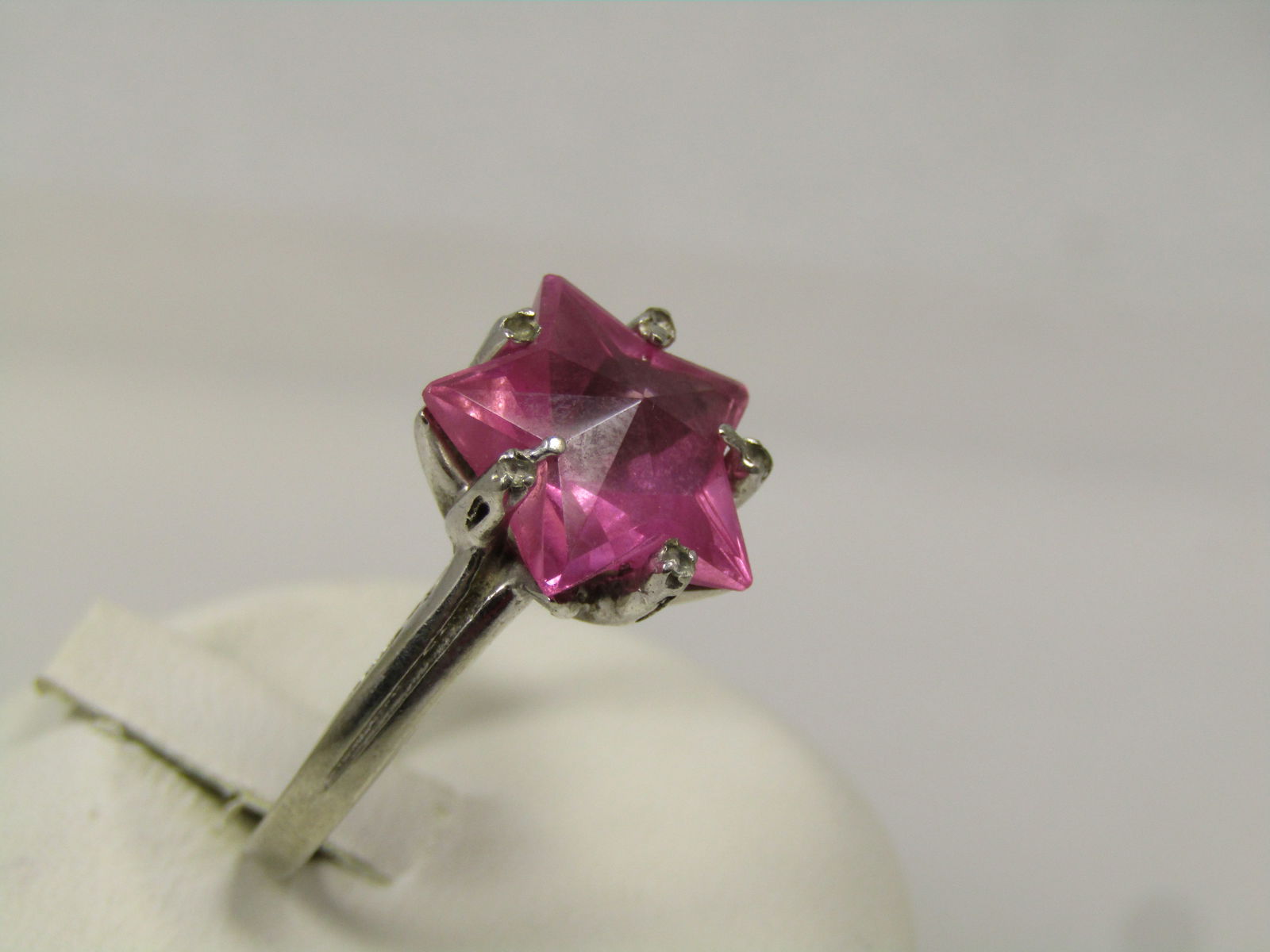 Vintage 10kt Pink Sapphire Star Cut Stone Ring, Sz. 8.5, Signed, 1980's - 3