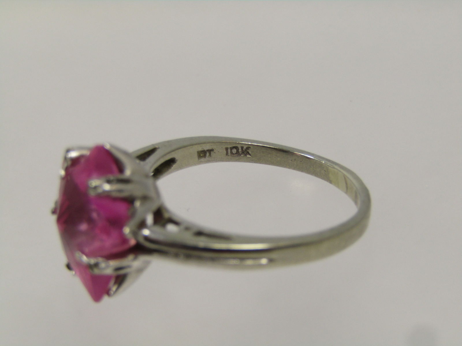 Vintage 10kt Pink Sapphire Star Cut Stone Ring, Sz. 8.5, Signed, 1980's - 6