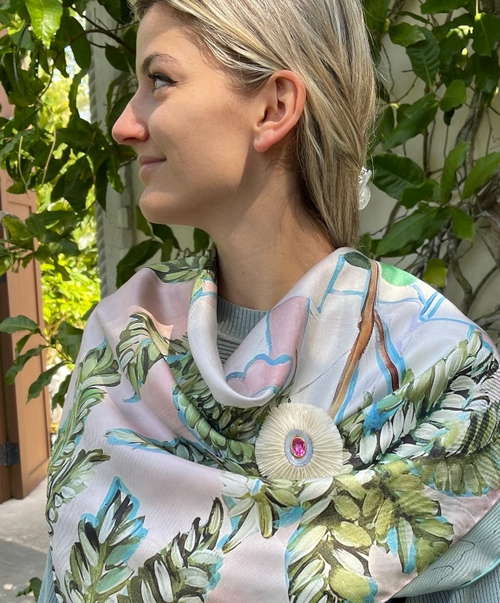 Mushroom Coral Gemstone Brooch - 3