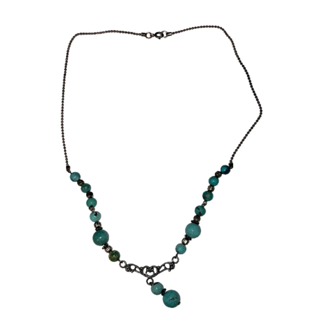 Simulated Baltic Amber Silver Tone Nugget Necklace - 3