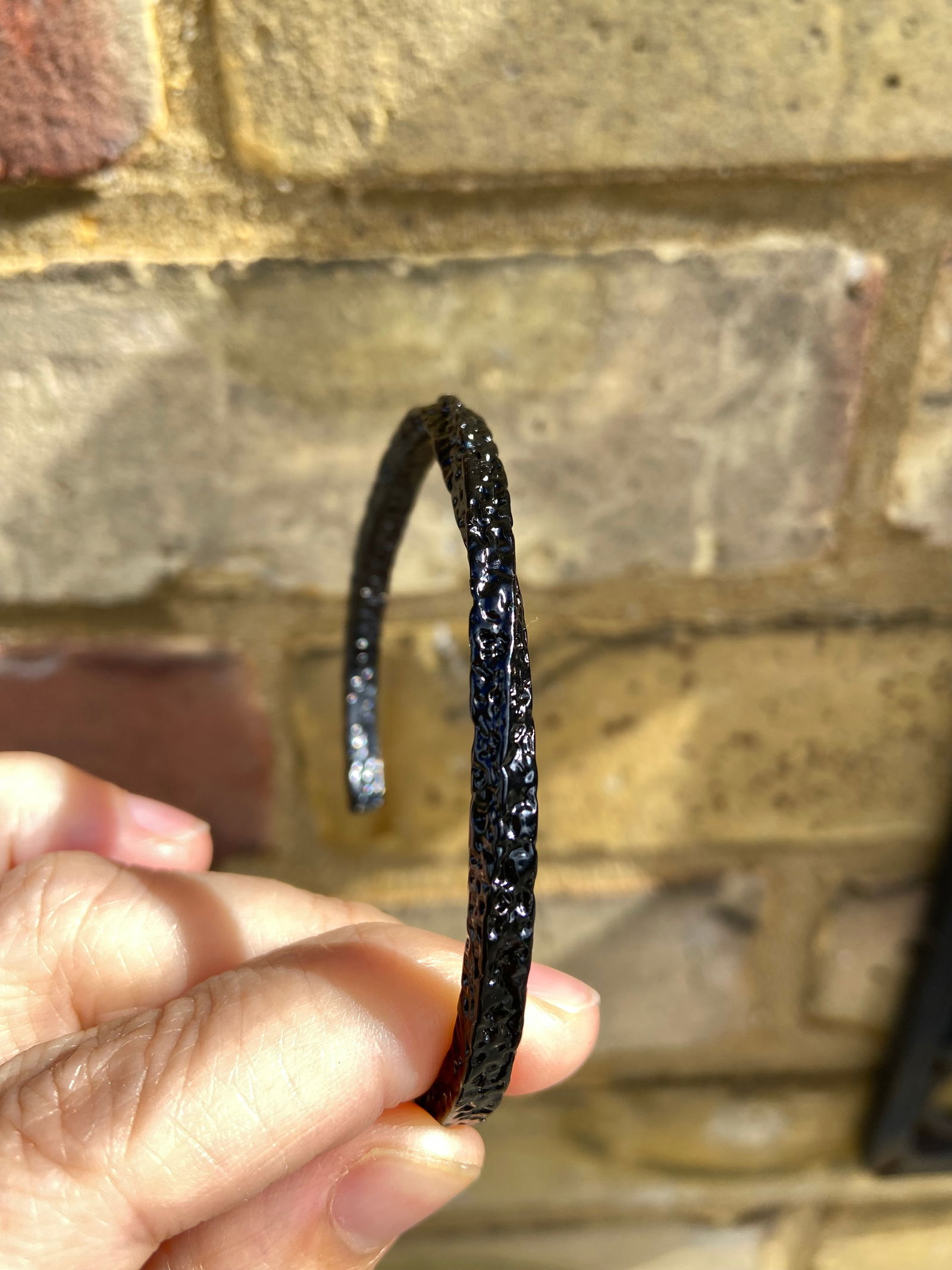 Forged Midnight Bangle – Textured Titanium Steel Adjustable - 8