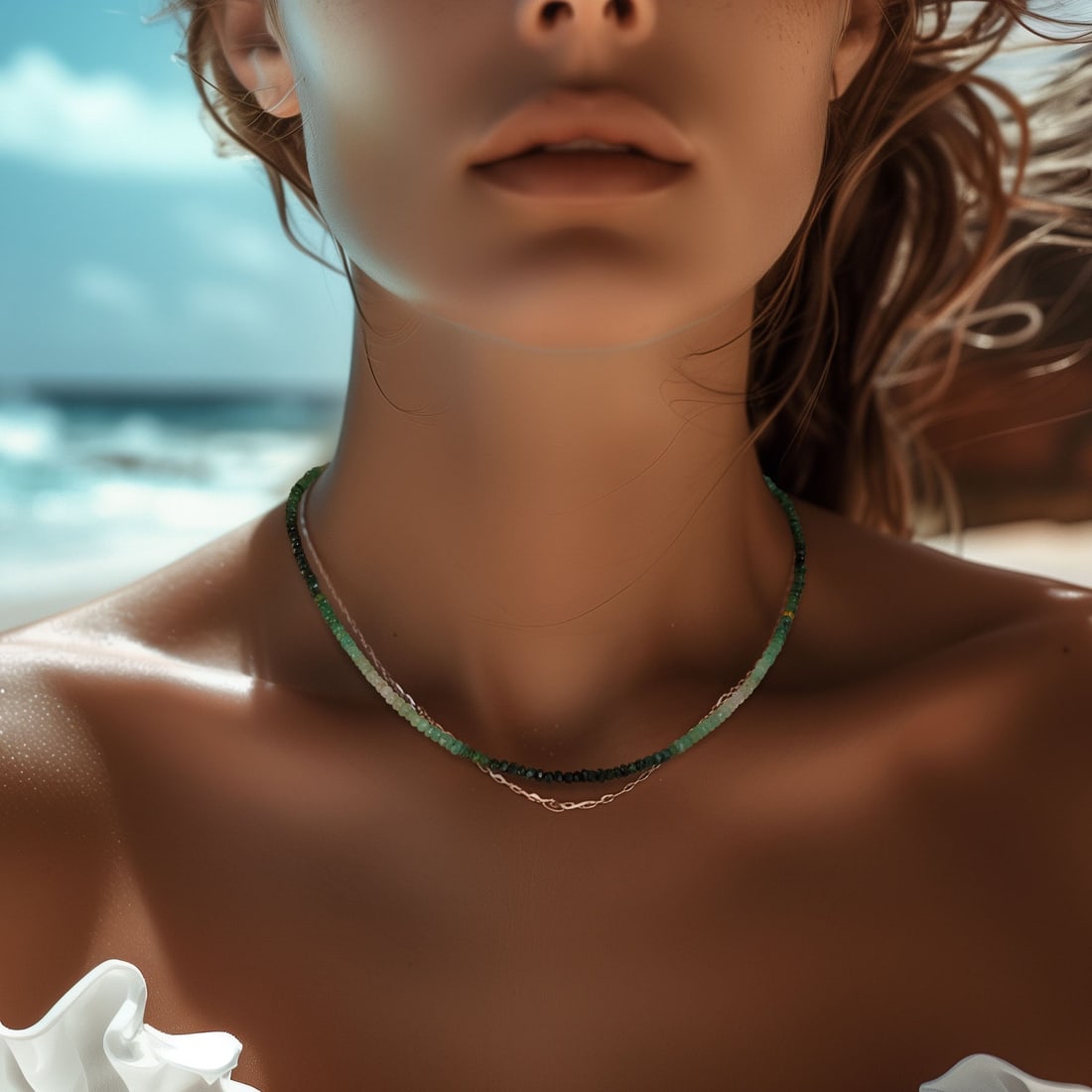 Birthstone May Emerald Ombre Necklace 14K Gold II - 6