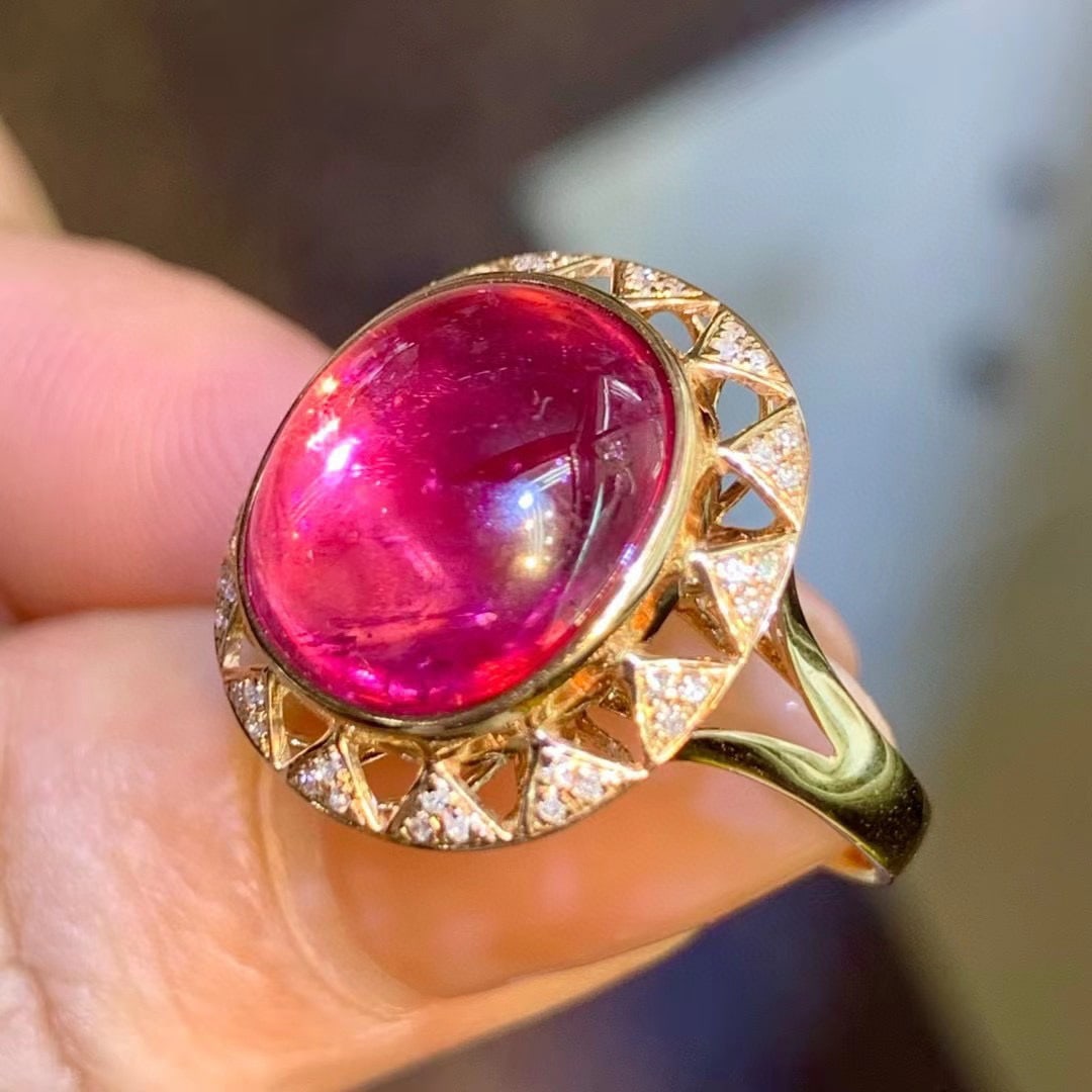 14K GOLD 6.5 CT NATURAL TOURMALINE & DIAMOND RING - 3