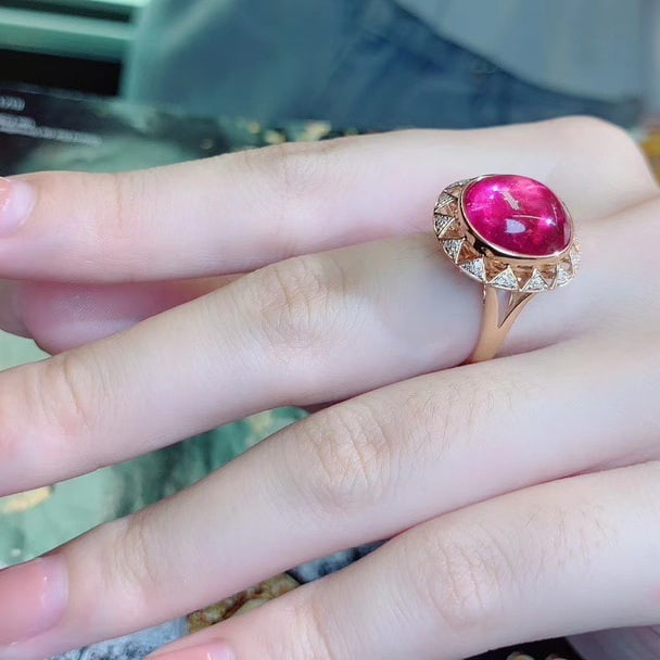 14K GOLD 6.5 CT NATURAL TOURMALINE & DIAMOND RING - 9