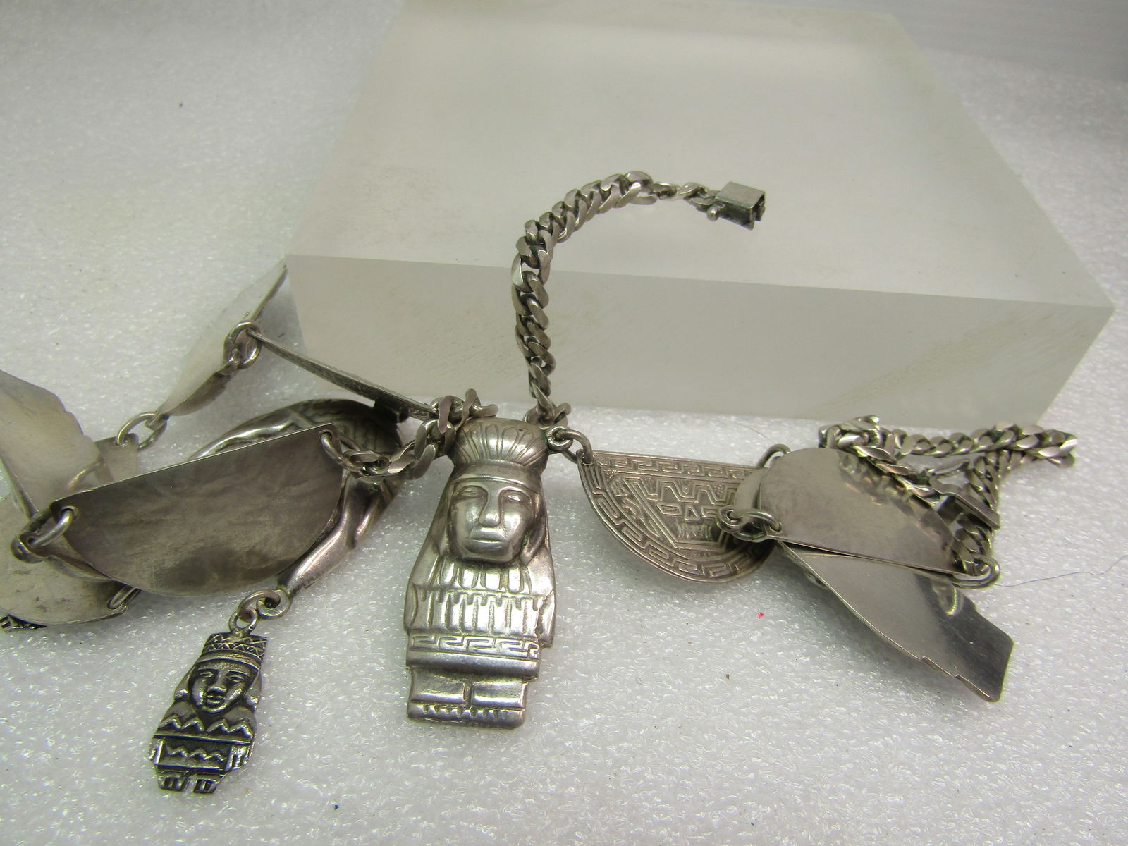 Vintage Sterling Peruvian Figural Necklace, 18", Signed ME, 1960's-1970's - 6