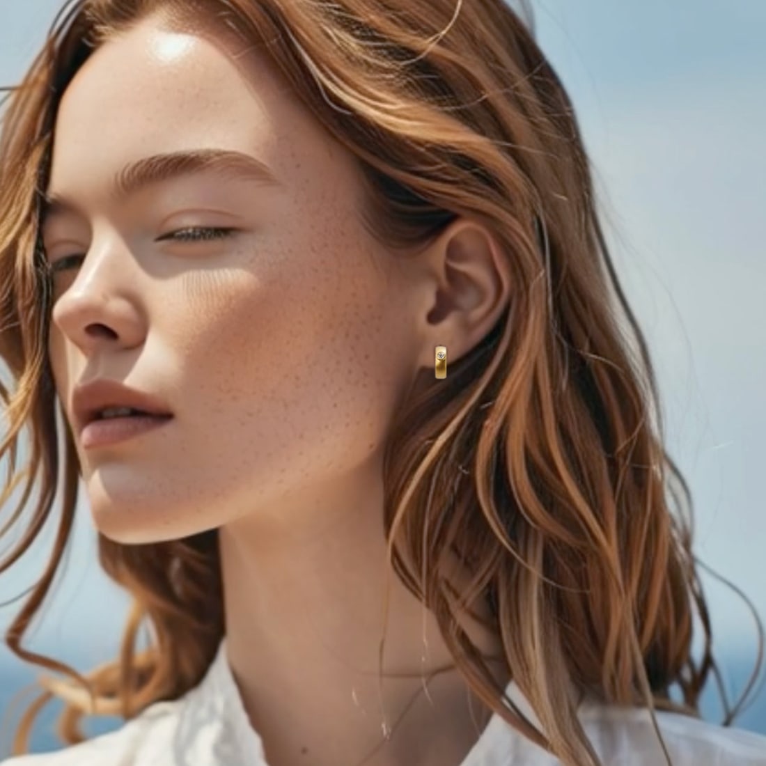 Meme Diamond Huggie 18 K Gold Earrings, 1/2" Round - 8