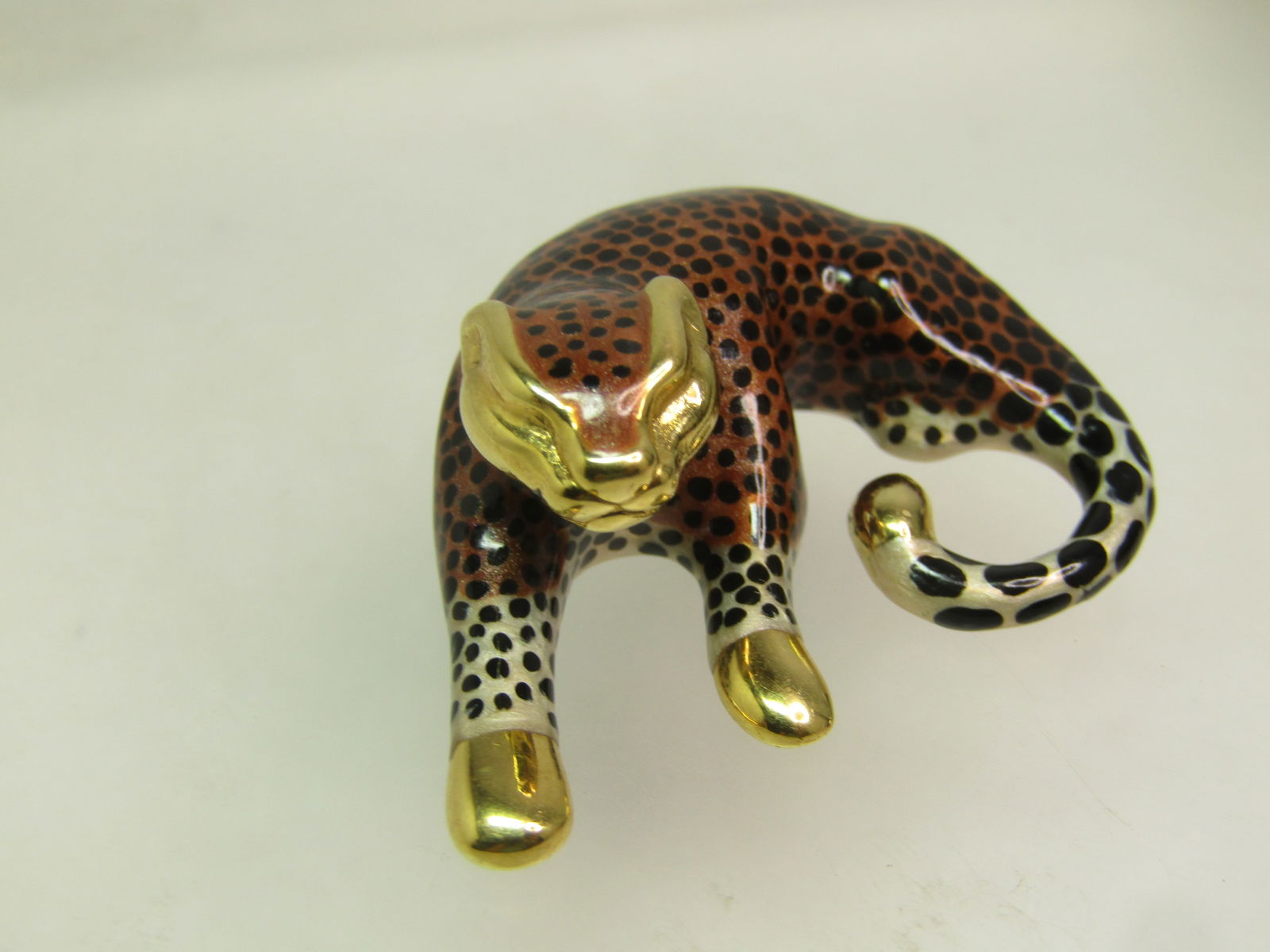 Vintage 14kt Enameled Leopard /Cheetah Slide Pendant, Signed SLC, 1990's - 3