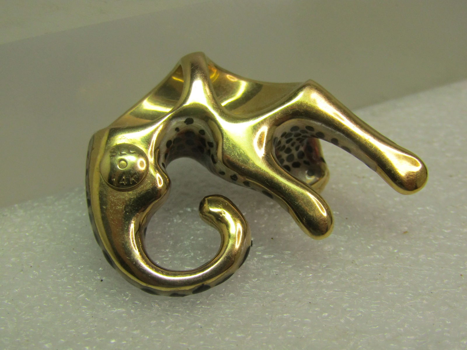 Vintage 14kt Enameled Leopard /Cheetah Slide Pendant, Signed SLC, 1990's - 7