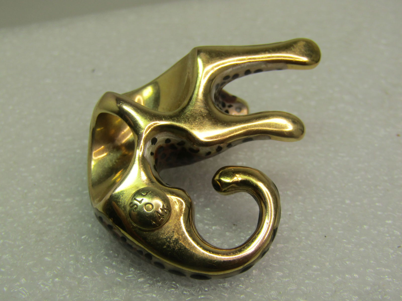 Vintage 14kt Enameled Leopard /Cheetah Slide Pendant, Signed SLC, 1990's - 8