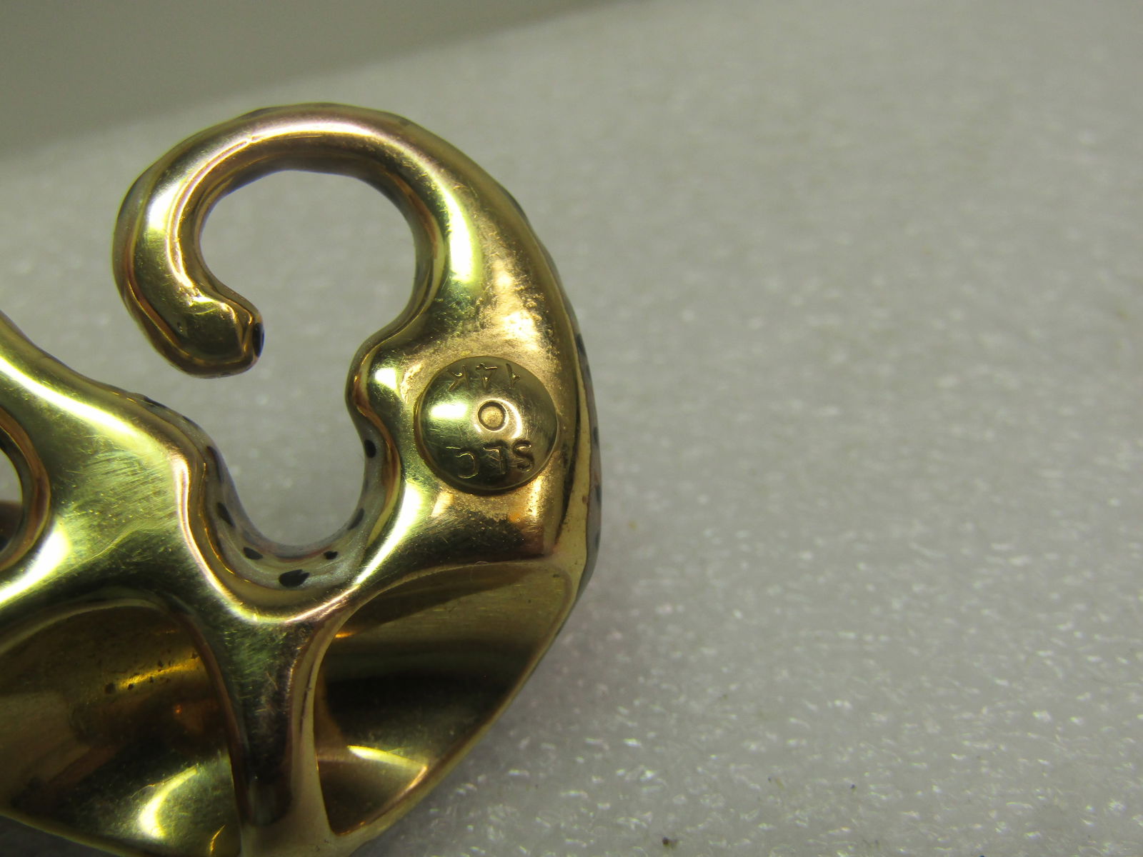 Vintage 14kt Enameled Leopard /Cheetah Slide Pendant, Signed SLC, 1990's - 9