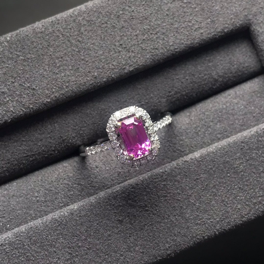 14K GOLD 1.00 CT NATURAL PADPARADSCHA SAPPHIRE & DIAMOND RING - 2