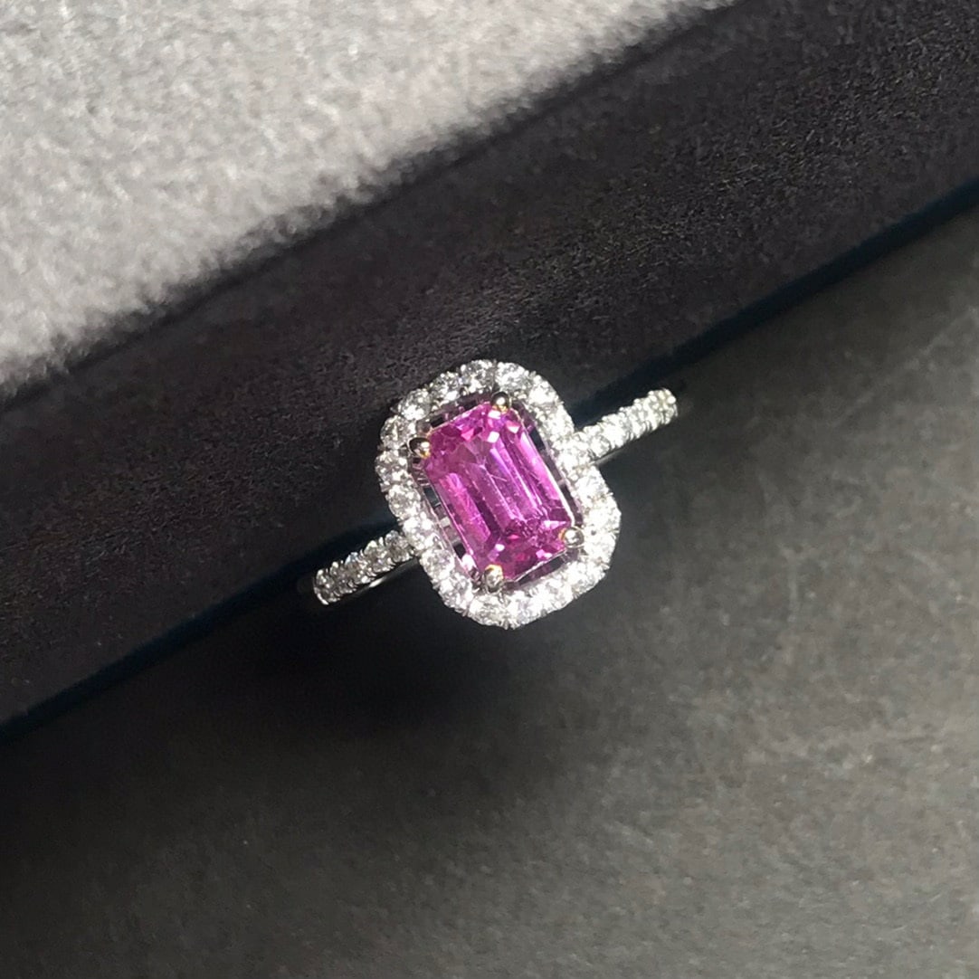 14K GOLD 1.00 CT NATURAL PADPARADSCHA SAPPHIRE & DIAMOND RING - 4