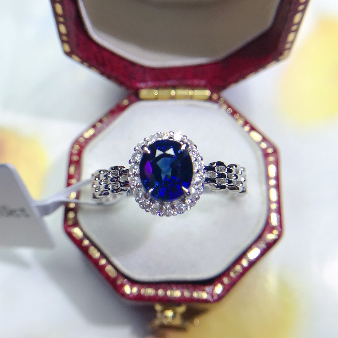 14K GOLD 1.10 CT NATURAL SAPPHIRE & DIAMOND RING - 2