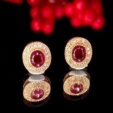 14K GOLD 0.59 CTW NATURAL RUBY & DIAMOND EARRINGS (1 of 3)