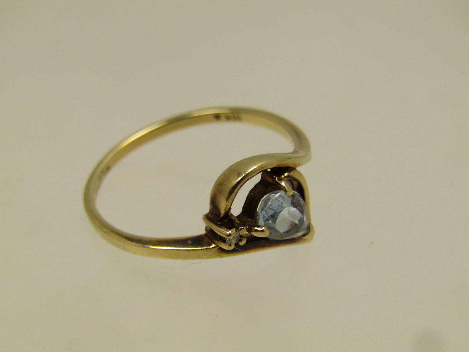 Vintage 10kt Aqua and Diamond Ring, Tru-Glo, Sz. 6.75, Mid-1990's - 2