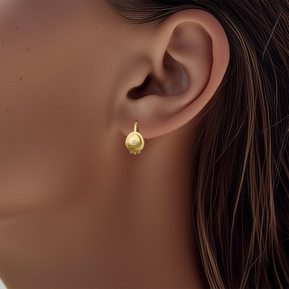 Oro 18K Gold Diamond Hook Earring - 7