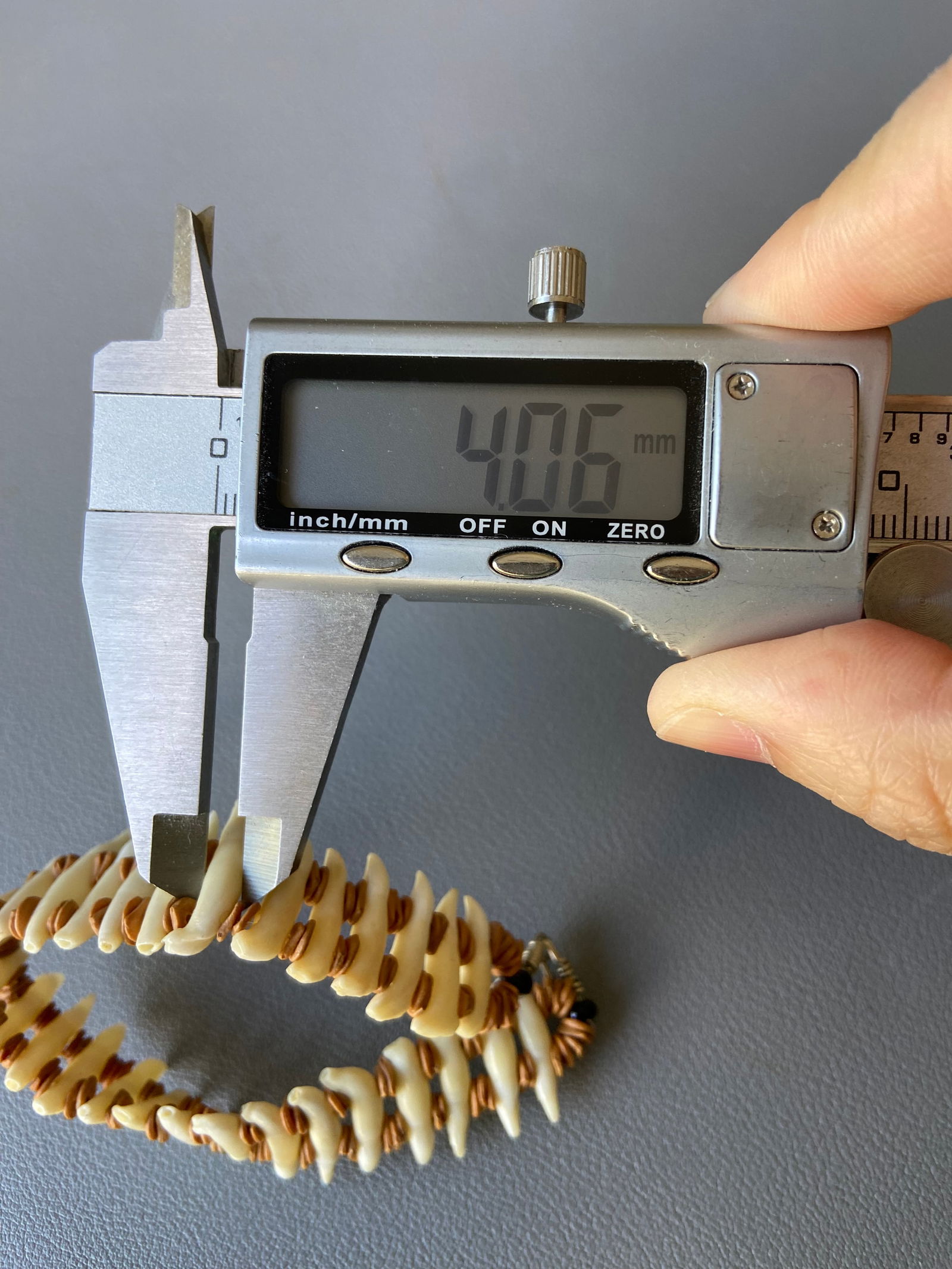 Vintage Tribal Necklace & Bracelet Set with Natural Animal Teeth - 18