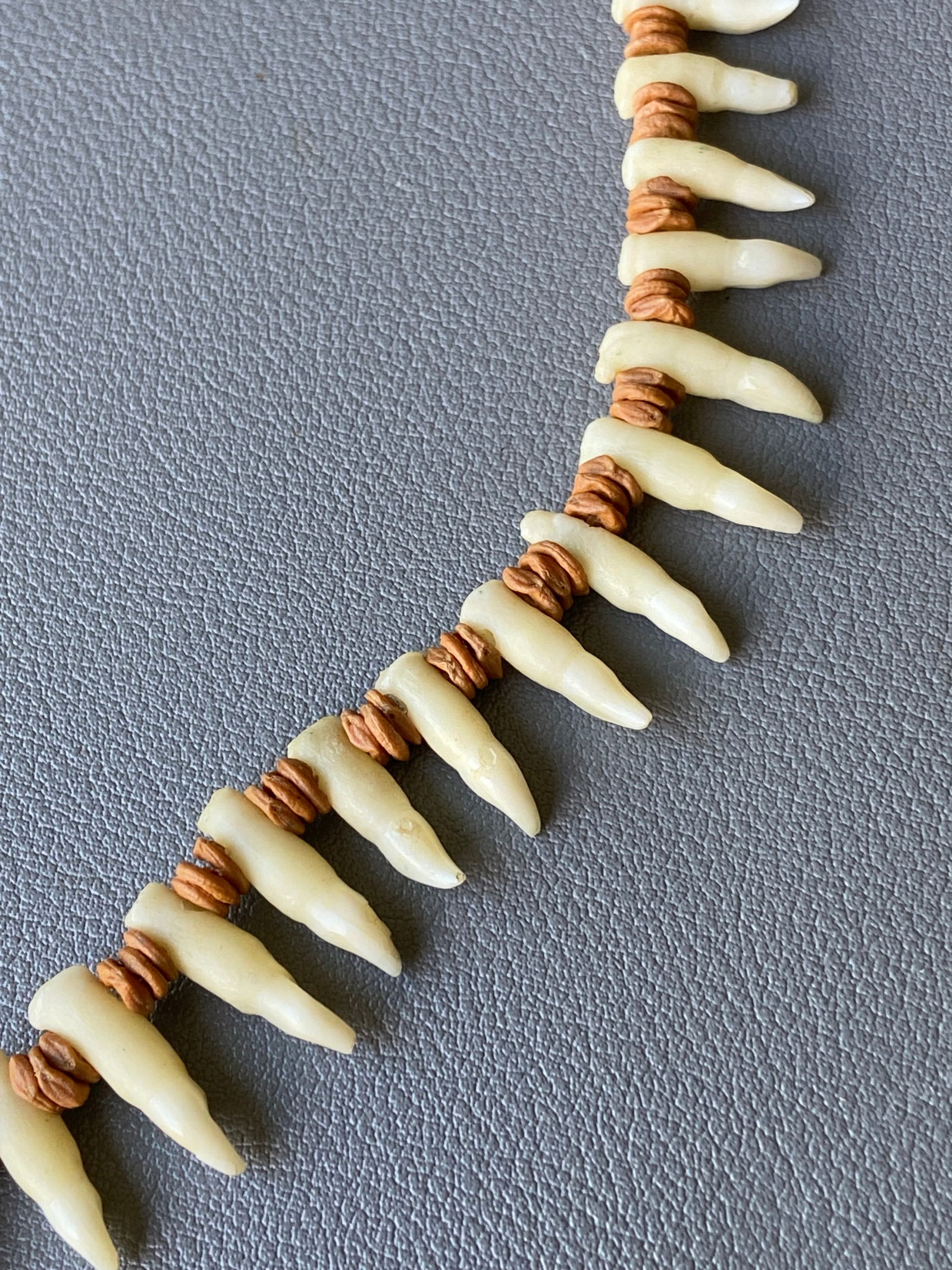 Vintage Tribal Necklace & Bracelet Set with Natural Animal Teeth - 6