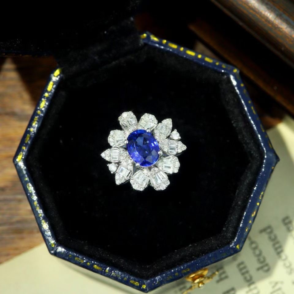 14K GOLD 1.38 CTW NATURAL SAPPHIRE & DIAMOND RING - 2