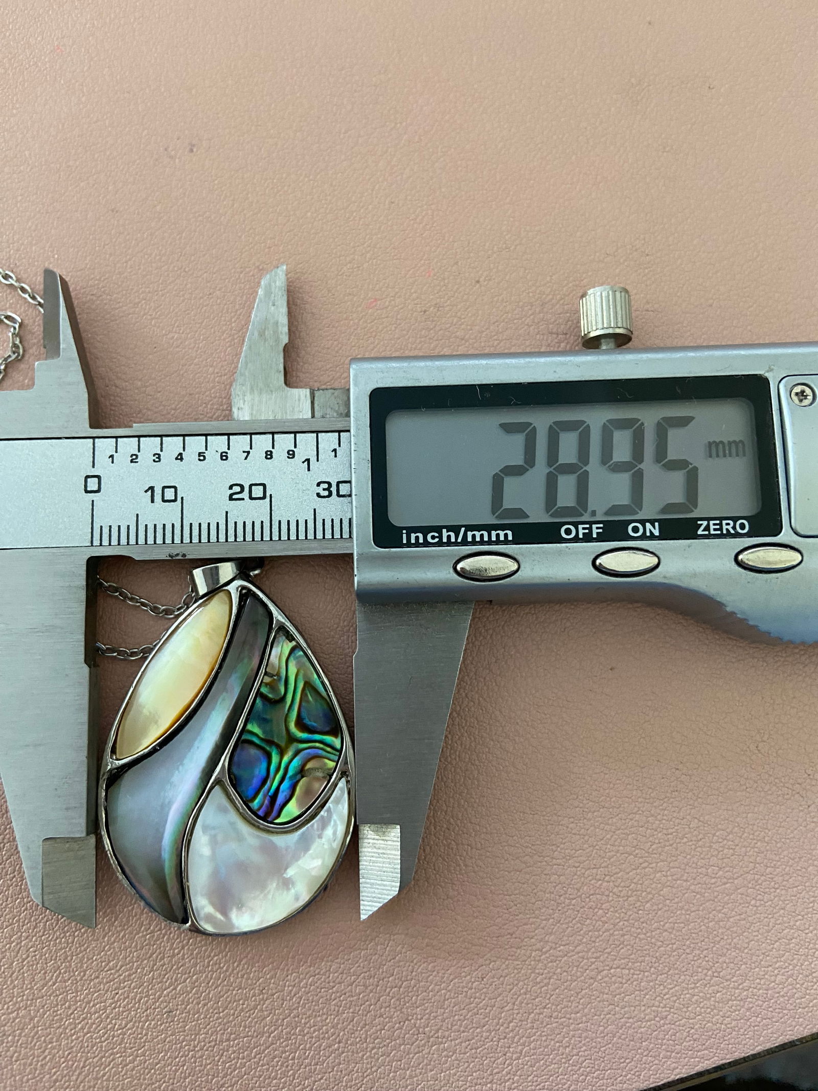 Natural Mother Of Pearl And Abalone Shell Pendant Necklace - 7