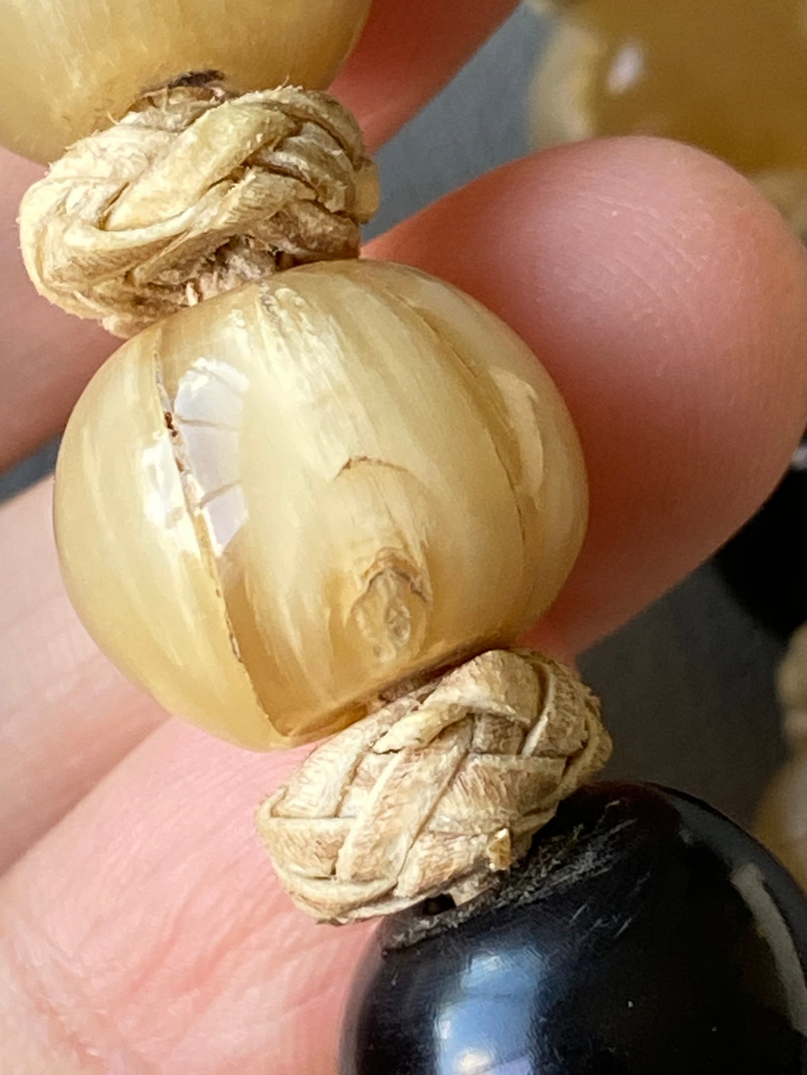 Vintage Braided Leather Bracelet with Mixed Natural Horn Beads, 20cm - 13