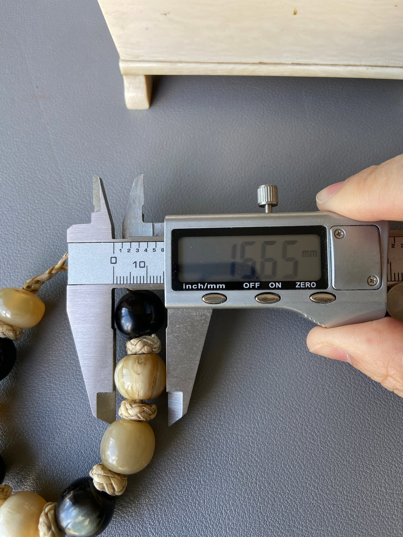 Vintage Braided Leather Bracelet with Mixed Natural Horn Beads, 20cm - 17