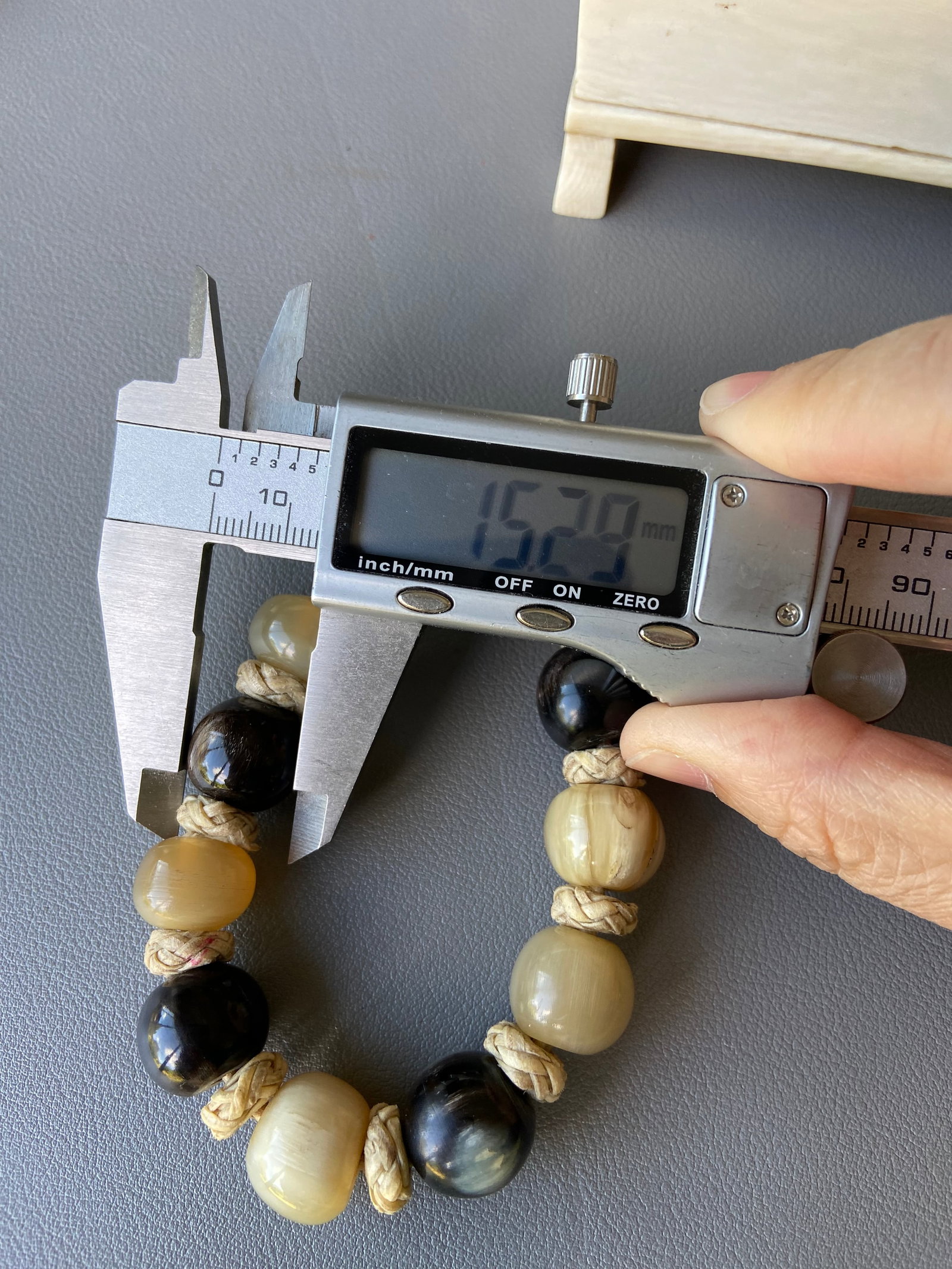 Vintage Braided Leather Bracelet with Mixed Natural Horn Beads, 20cm - 18