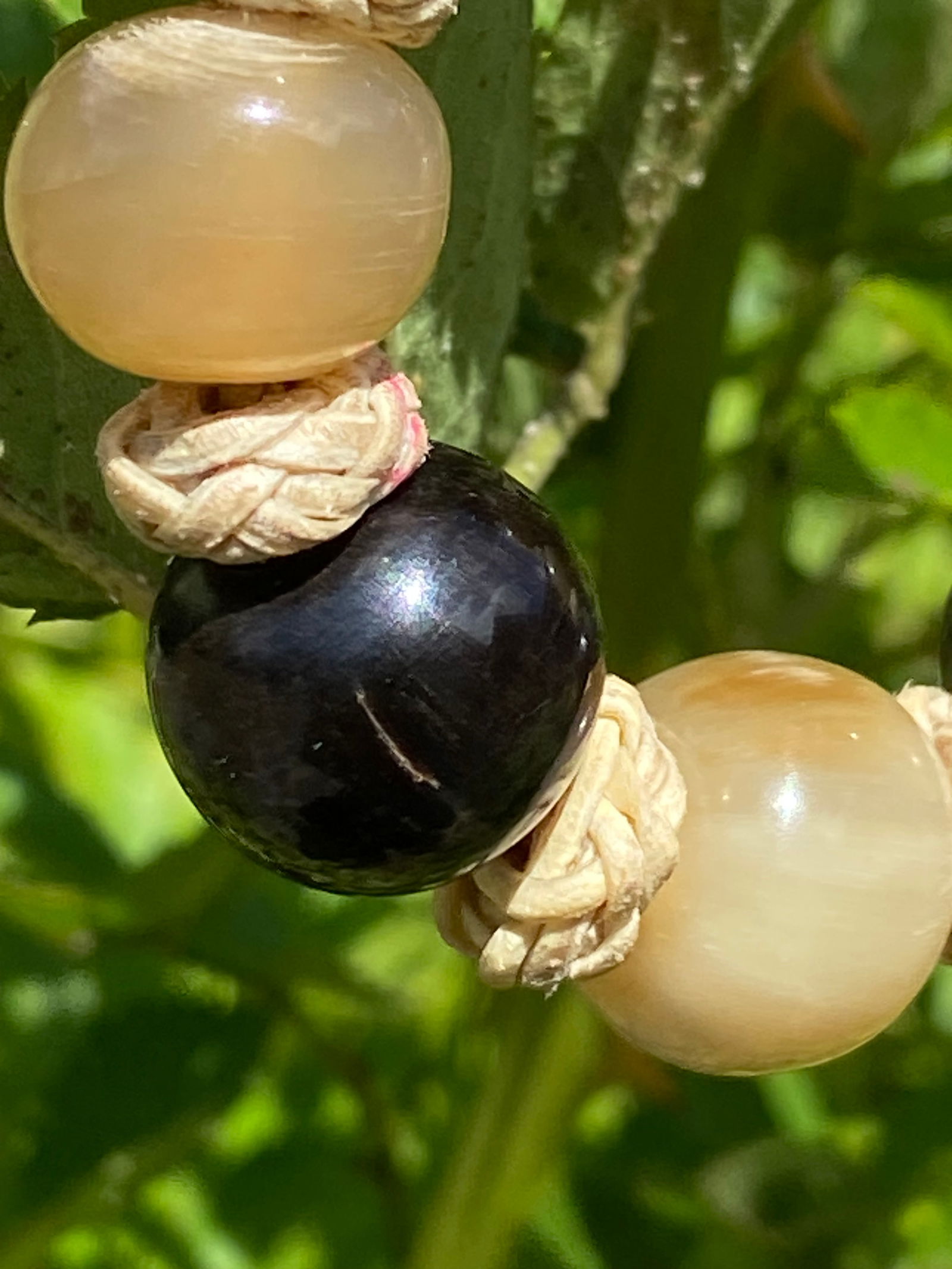 Vintage Braided Leather Bracelet with Mixed Natural Horn Beads, 20cm - 9