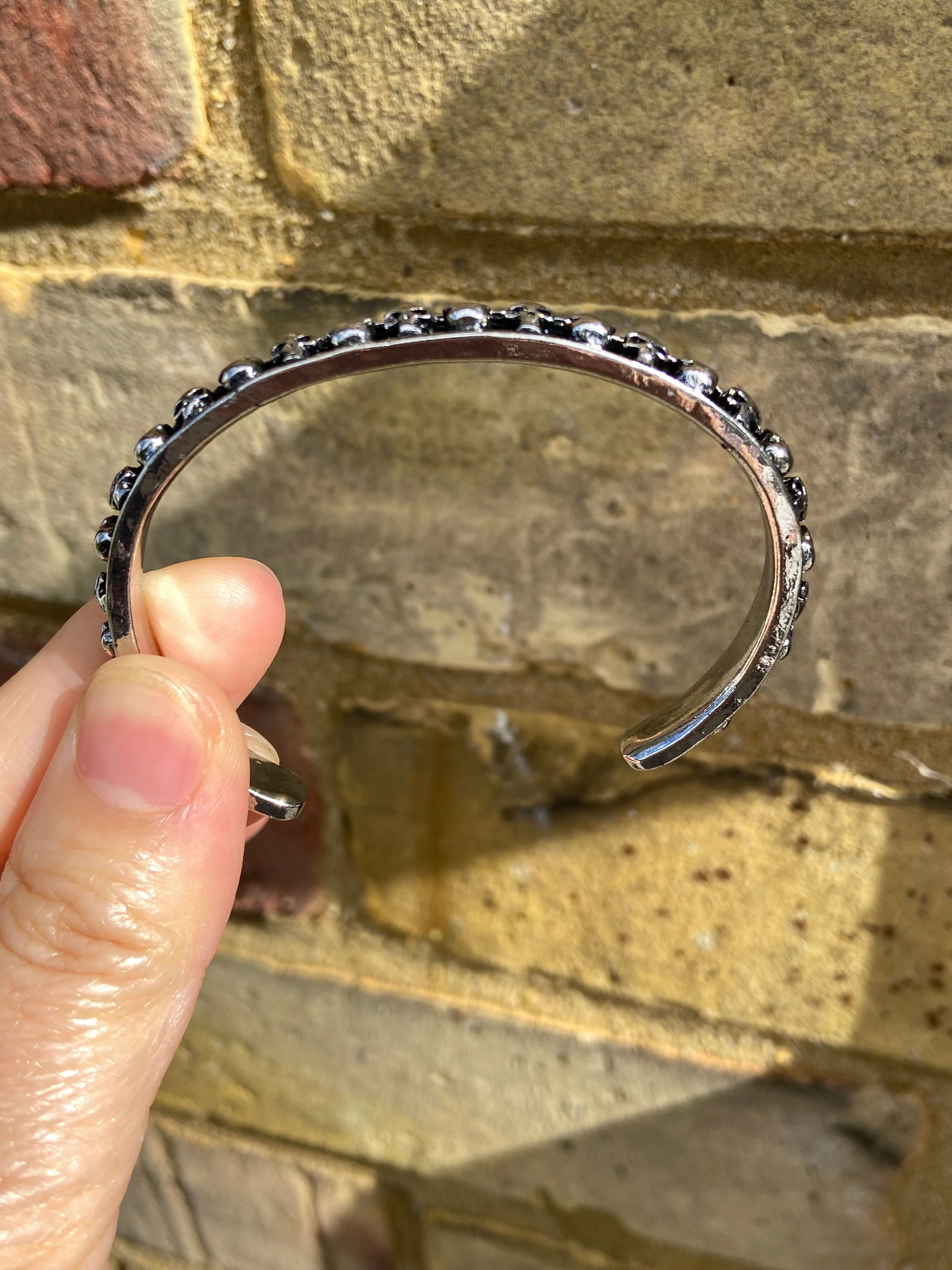 Minimal Skull Open Bangle – Titanium Steel - 5