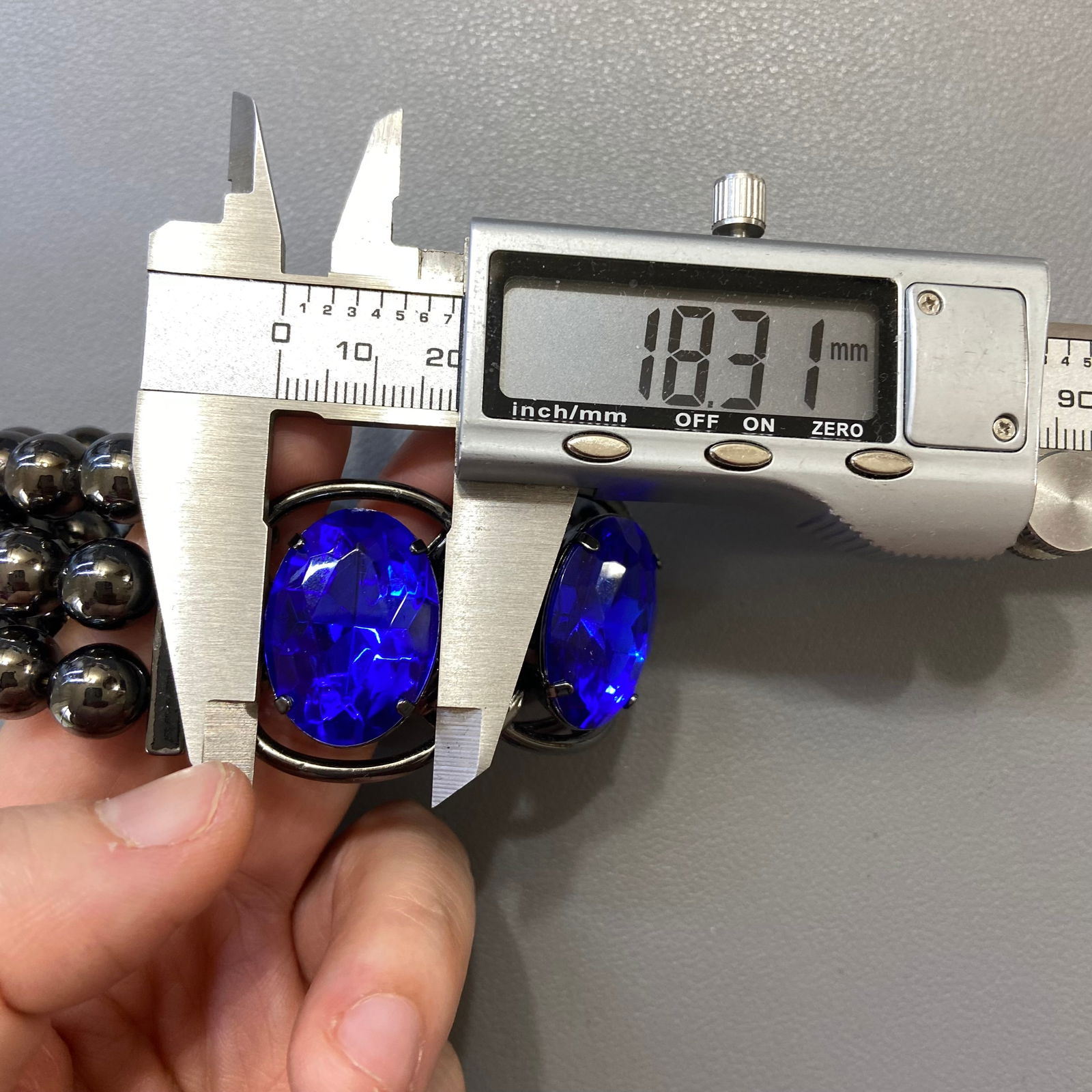 Statement Bracelet with Synthetic Blue Sapphire Inlaid - 15