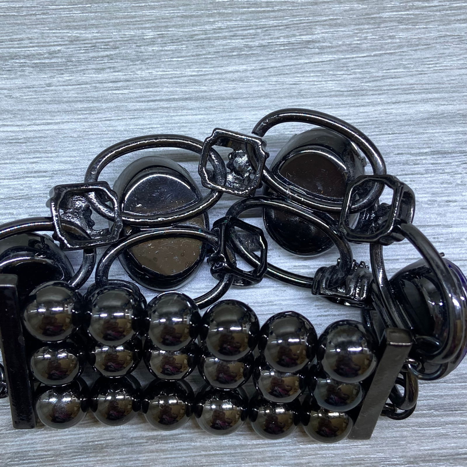 Statement Bracelet with Synthetic Blue Sapphire Inlaid - 3