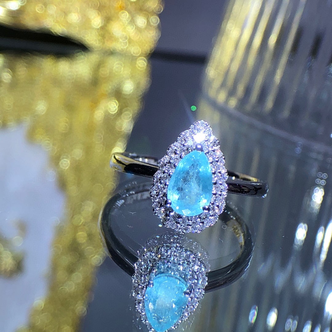 14K GOLD 0.95 CTW NATURAL PARAIBA TOURMALINE & DIAMOND RING - 3