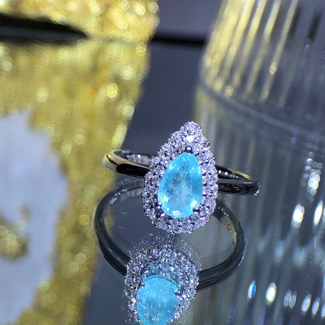 14K GOLD 0.95 CTW NATURAL PARAIBA TOURMALINE & DIAMOND RING - 4