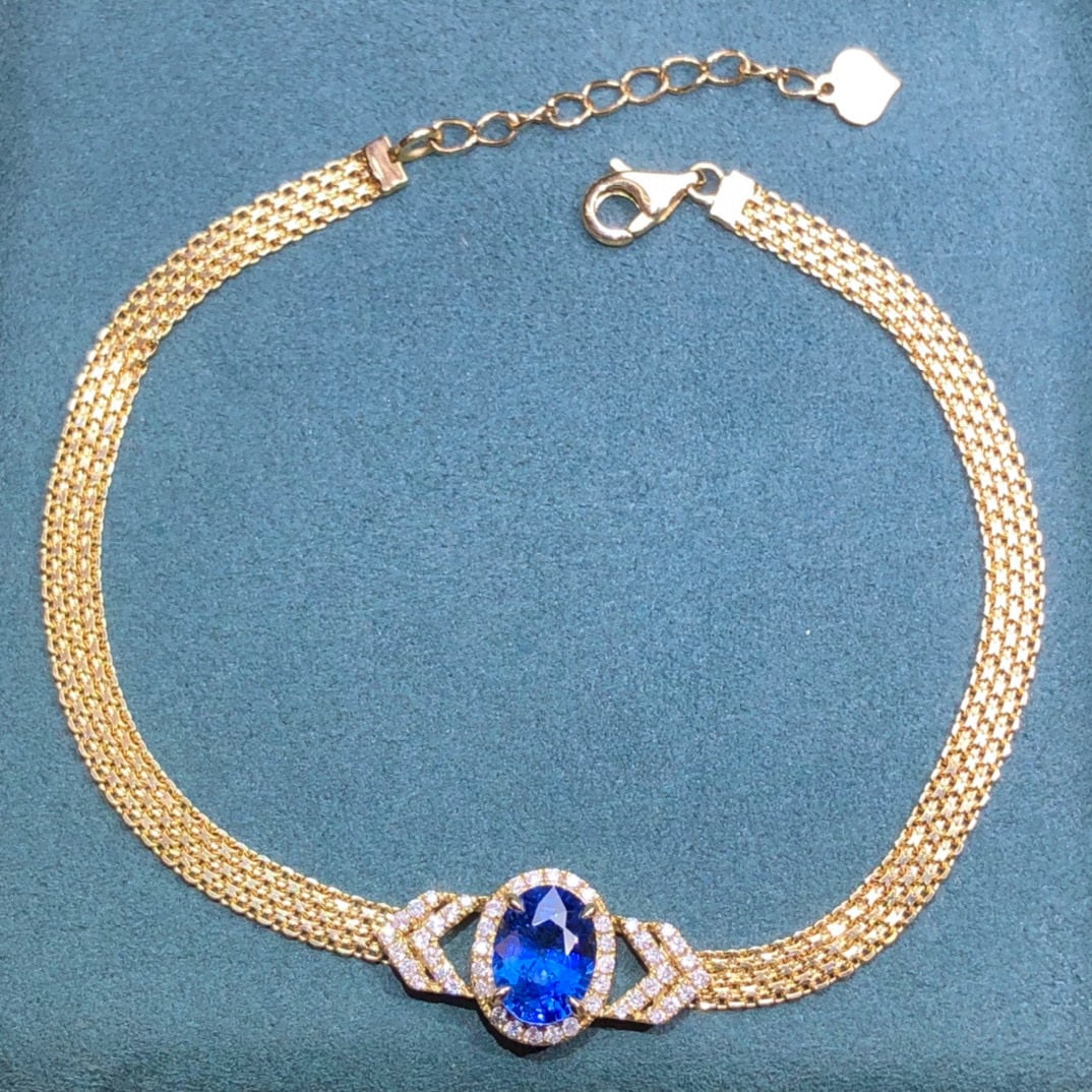 14K GOLD 1.92 CTW NATURAL SAPPHIRE & DIAMOND BRACELET (1 of 6)