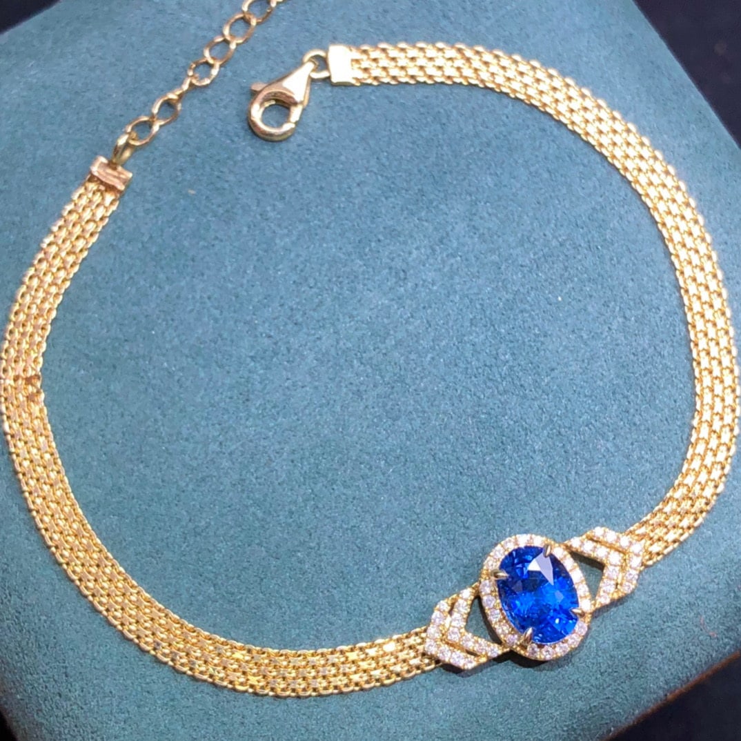 14K GOLD 1.92 CTW NATURAL SAPPHIRE & DIAMOND BRACELET - 3