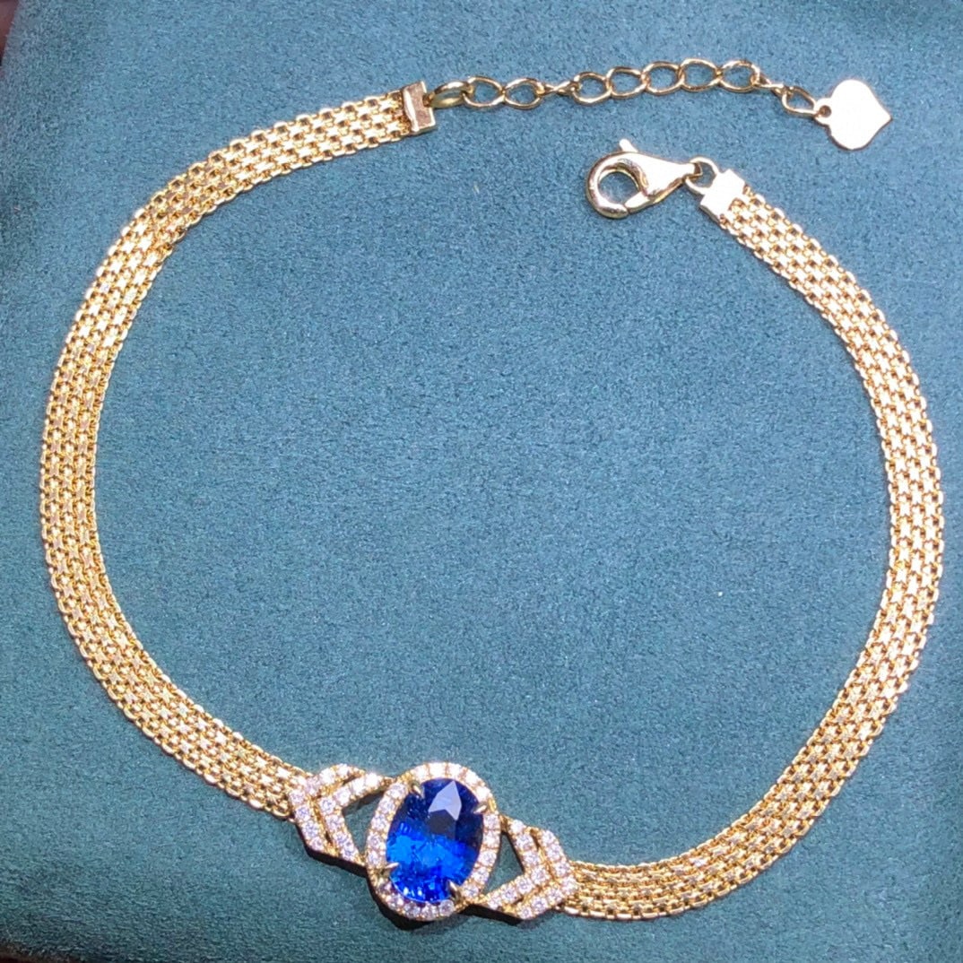 14K GOLD 1.92 CTW NATURAL SAPPHIRE & DIAMOND BRACELET - 5