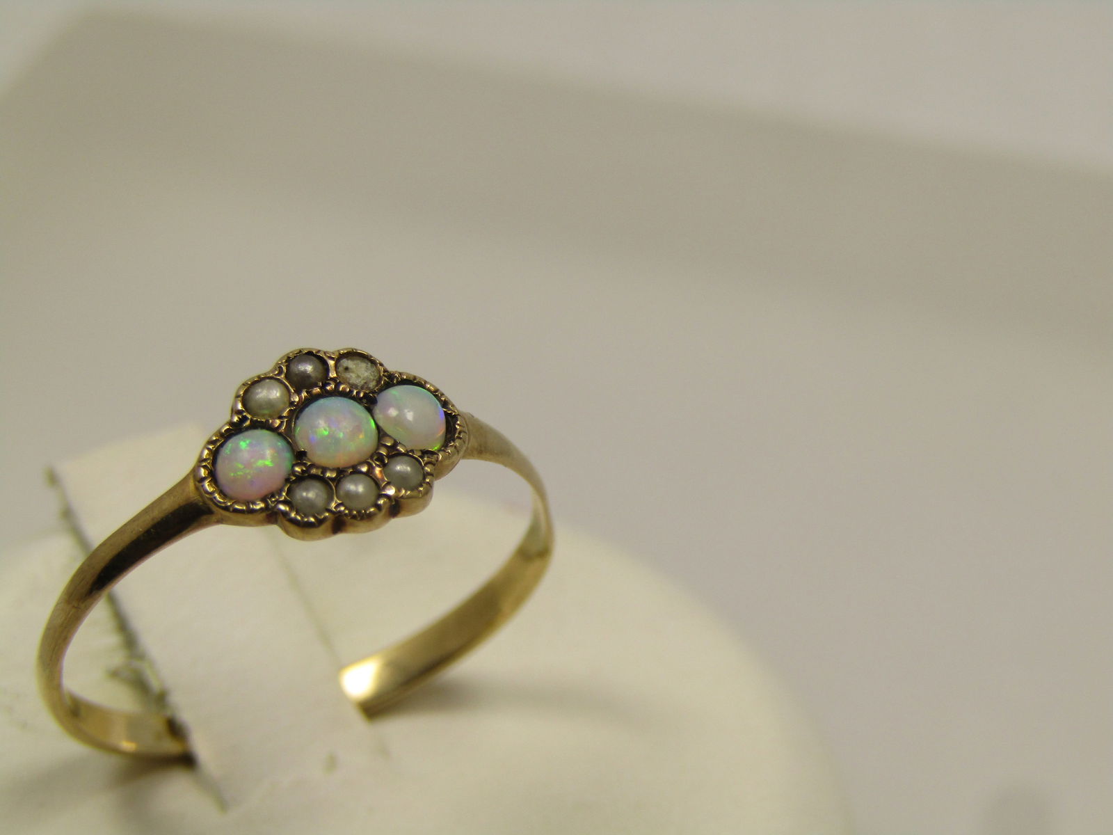 Antique 10kt Stone/Seed Pearl Ring, Sz. 7, 1800's-1920's. - 3