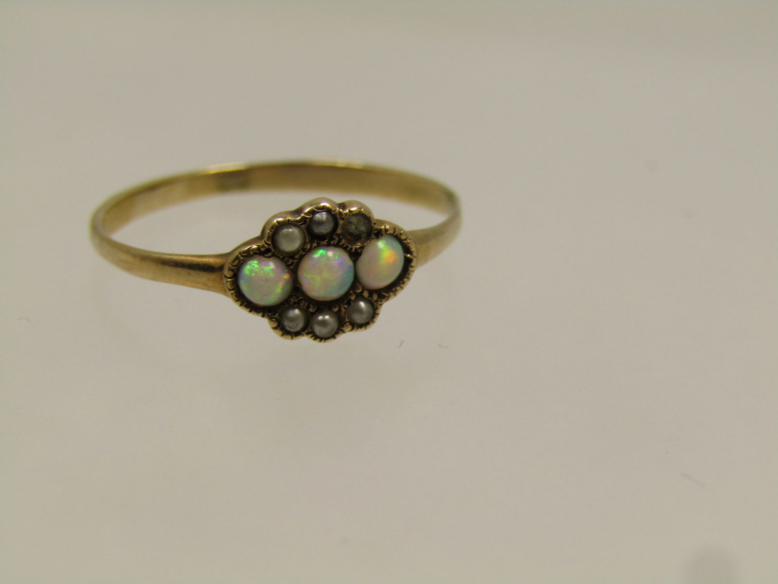 Antique 10kt Stone/Seed Pearl Ring, Sz. 7, 1800's-1920's. - 4
